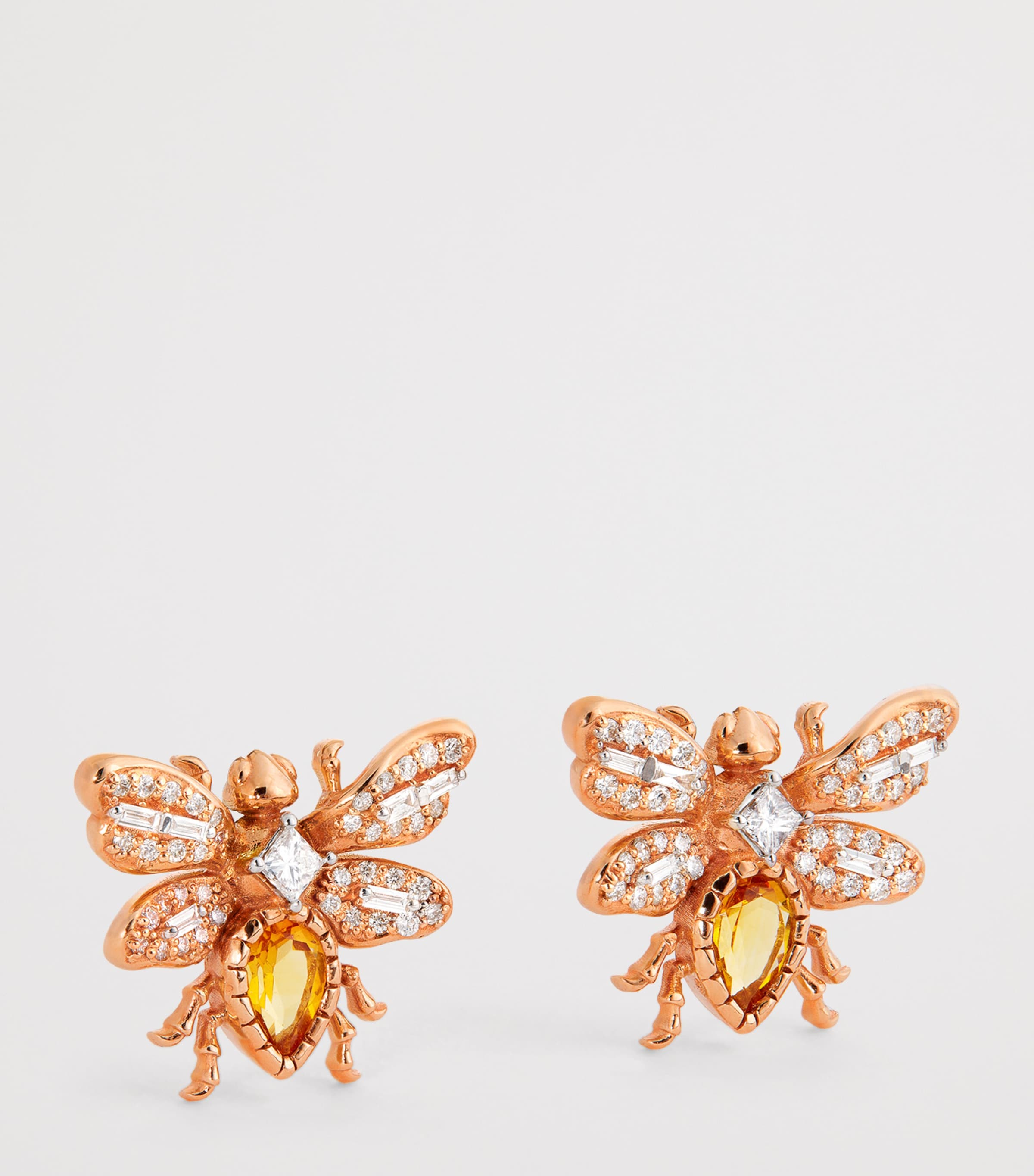 Rose Gold, Diamond and Citrine Queen Bee Bon Bon Stud Earrings ROSE GOLD Image 3
