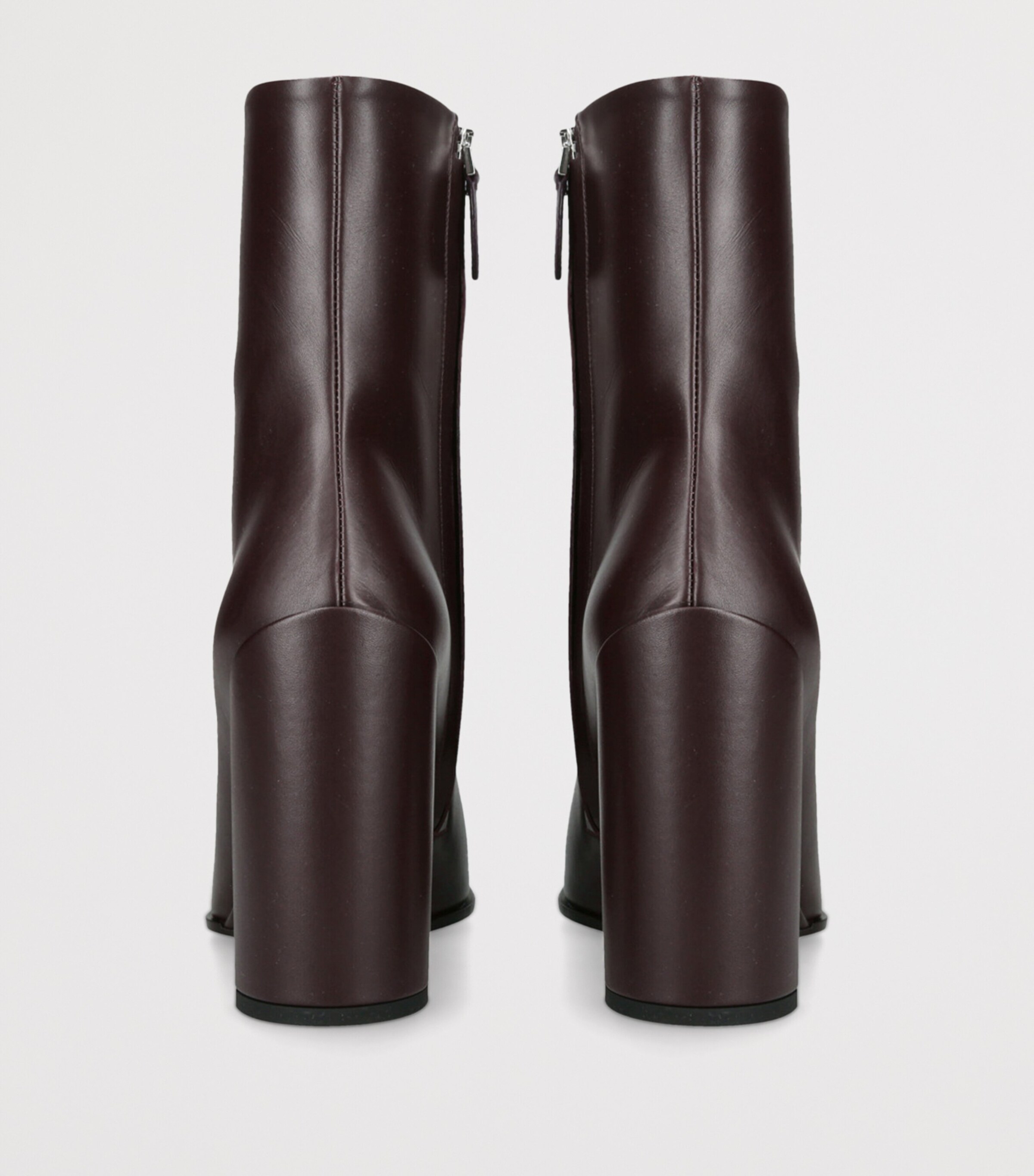 Leather Square-Toe Ankle Boots 90 DARK BROWN Image 2