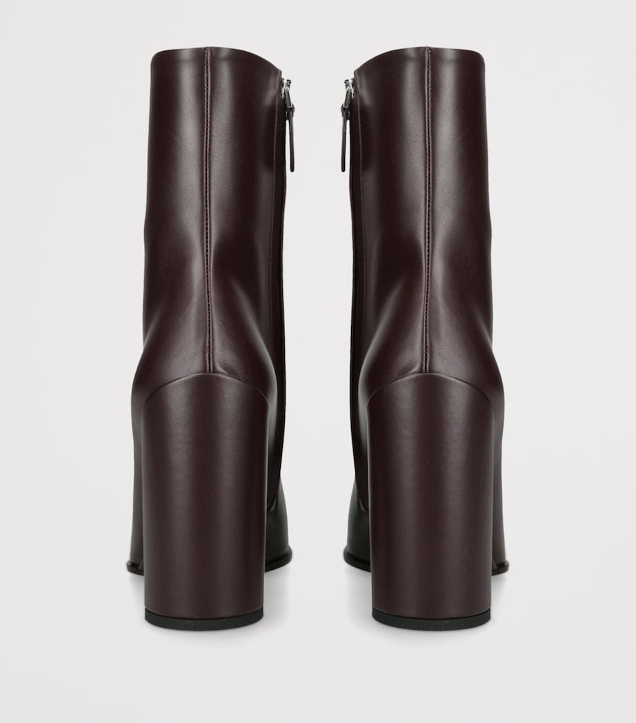 Leather Square-Toe Ankle Boots 90 DARK BROWN Image 2
