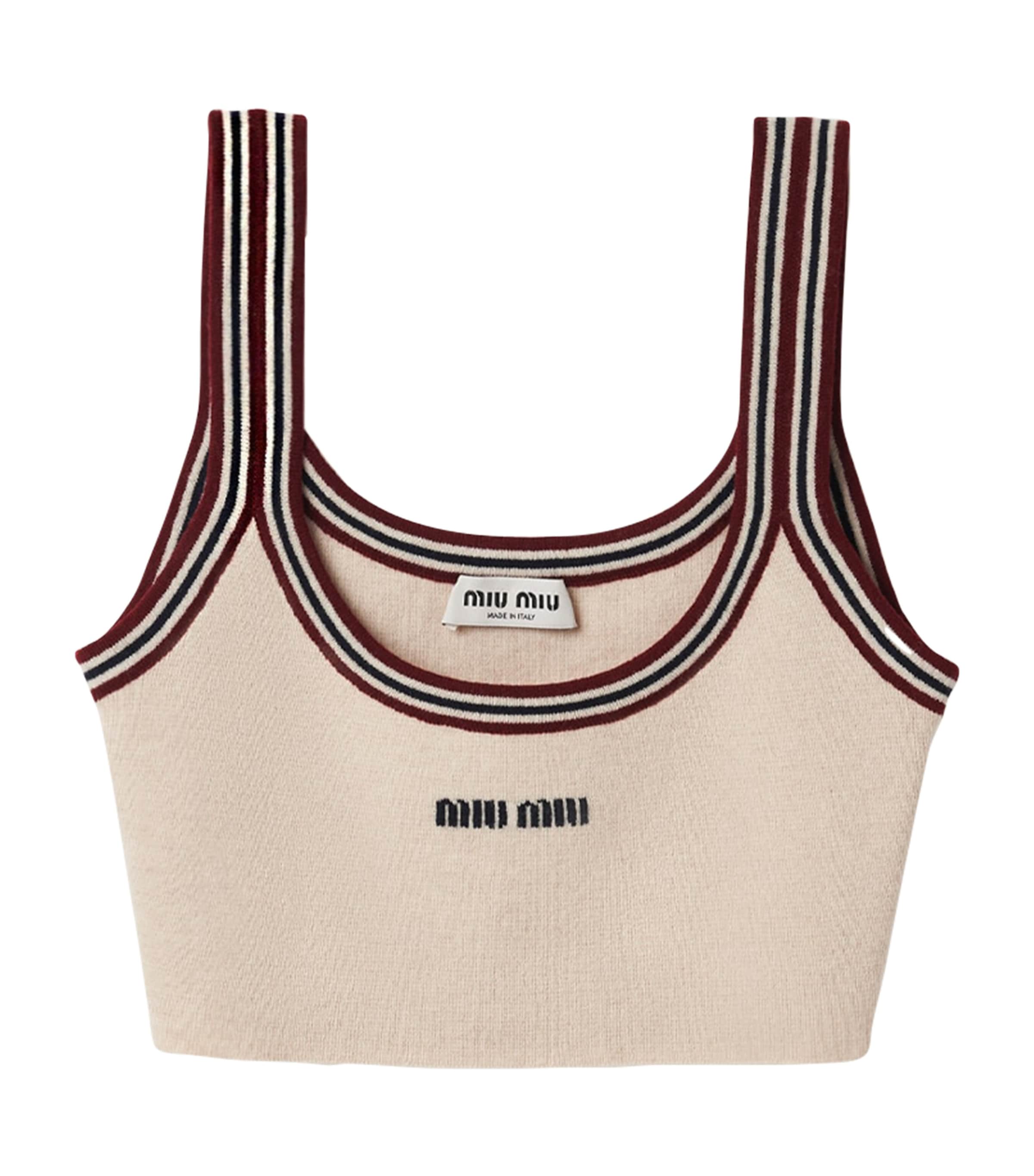 Miu Miu Womens Cashmere Logo Crop Top Image 1
