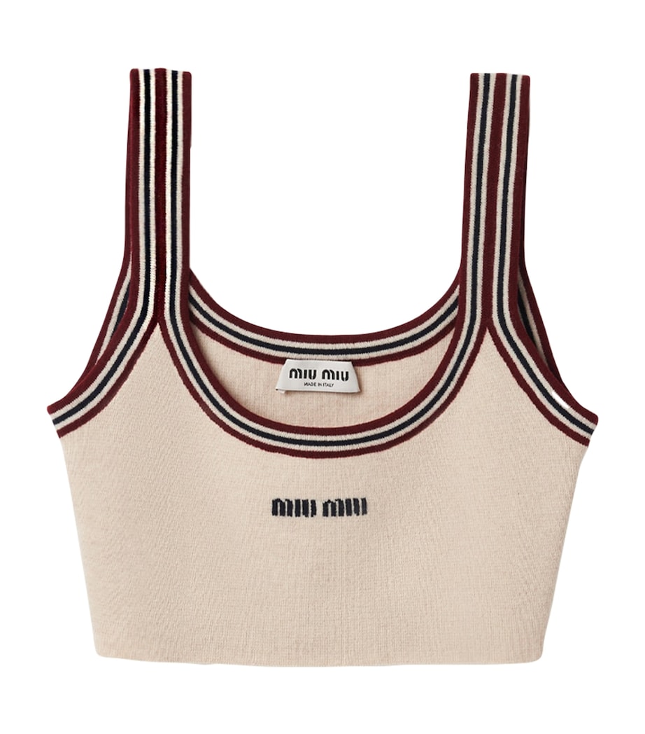 Miu Miu Womens Cashmere Logo Crop Top Image 1