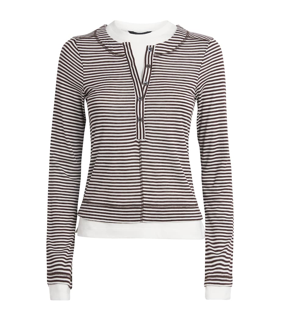 Stripe Double-Layer Top CHOCOLATE/CREAM Image 1
