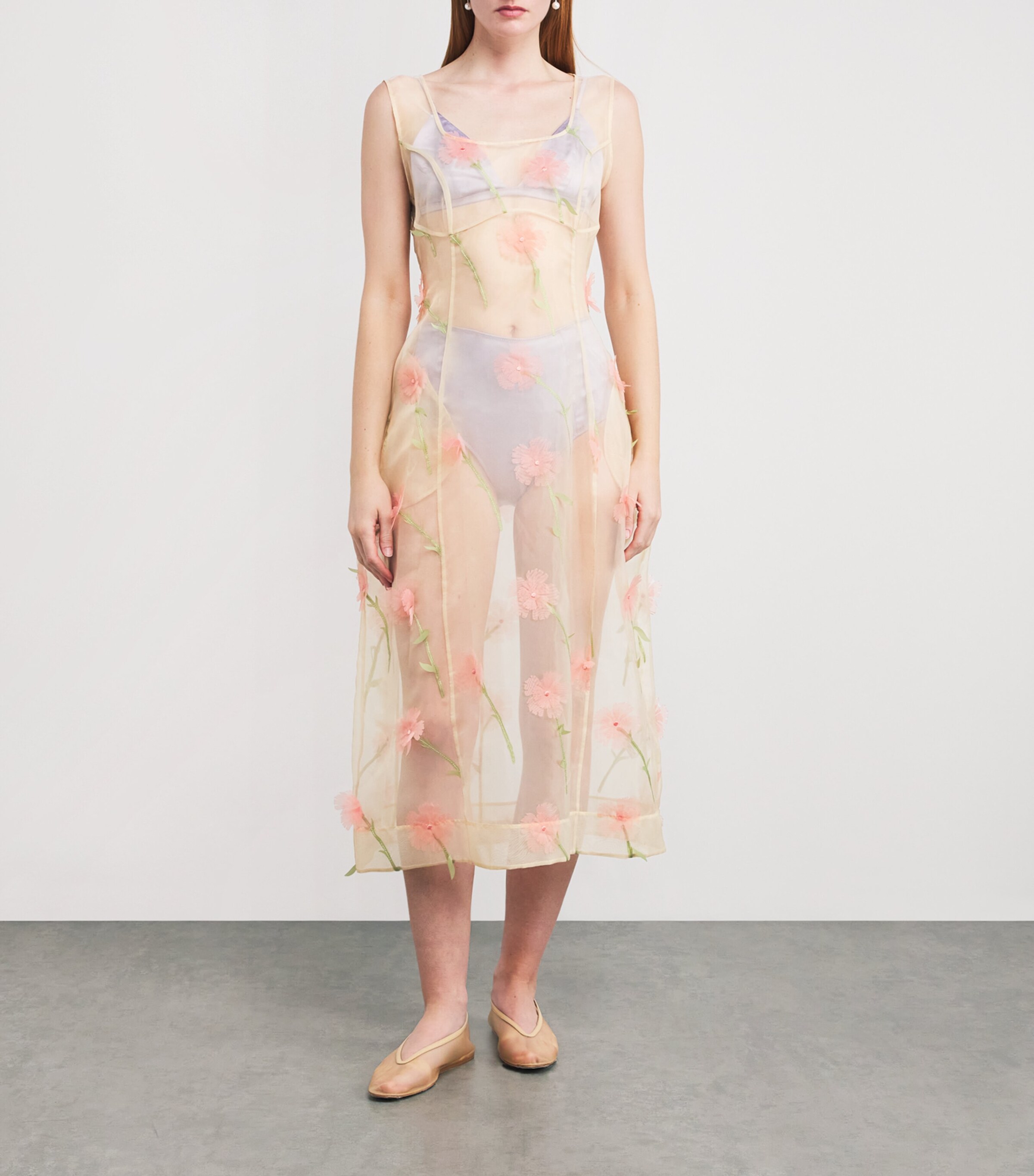 【SIMONE ROCHA】カーネーションオーガンザミディドレス Simone Rocha Organza Sculpted Carnation Midi Dress | Harrods HK