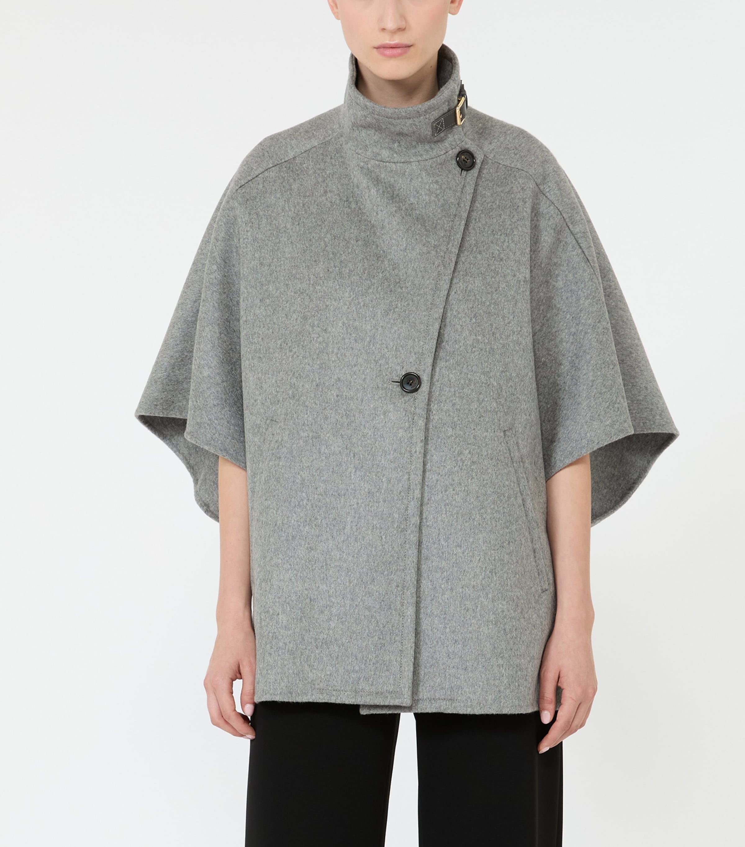 Max Mara Womens Cashmere High-Neck Cape Jacket Medium Grey Image 3