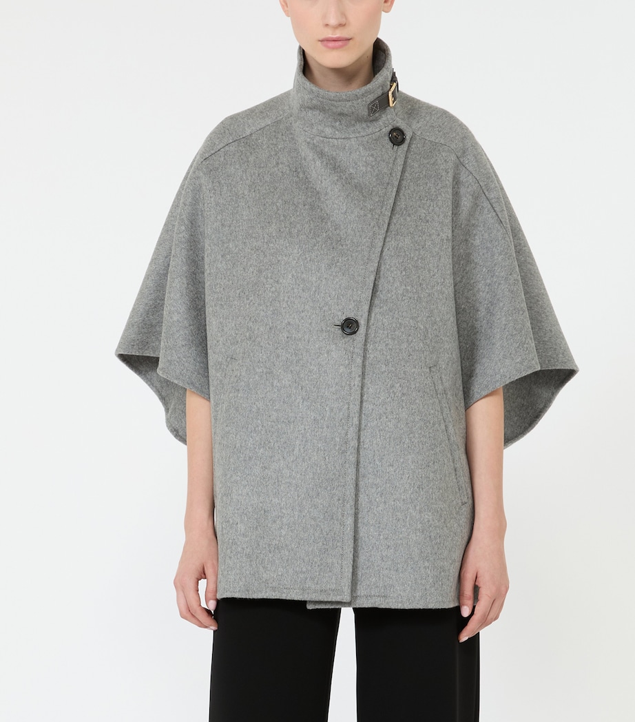 Max Mara Womens Cashmere High-Neck Cape Jacket Medium Grey Image 3