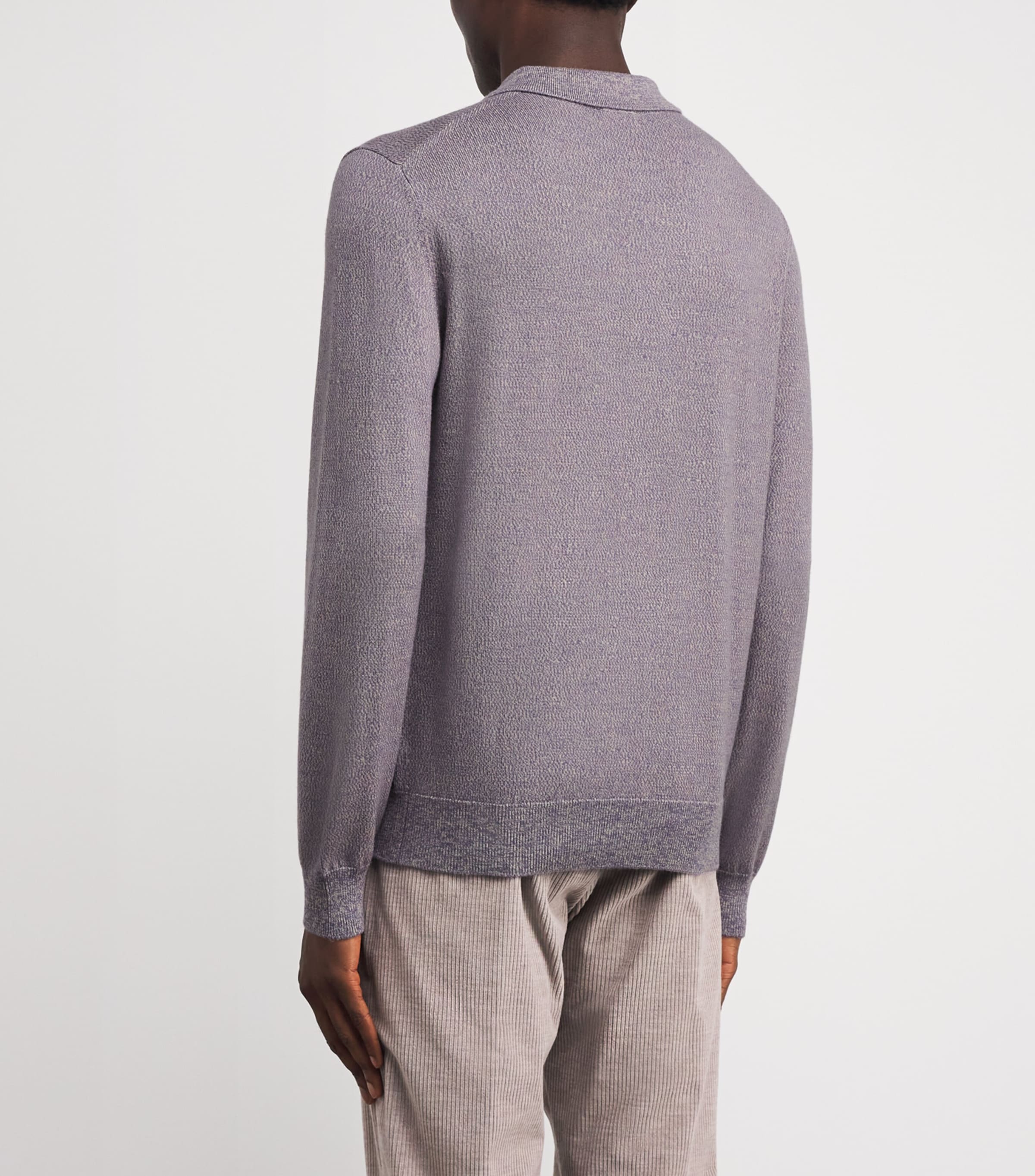 Wool Diamond Cable-Knit Polo Shirt 75 VIOLET Image 4