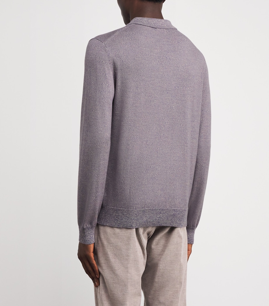 Wool Diamond Cable-Knit Polo Shirt 75 VIOLET Image 4