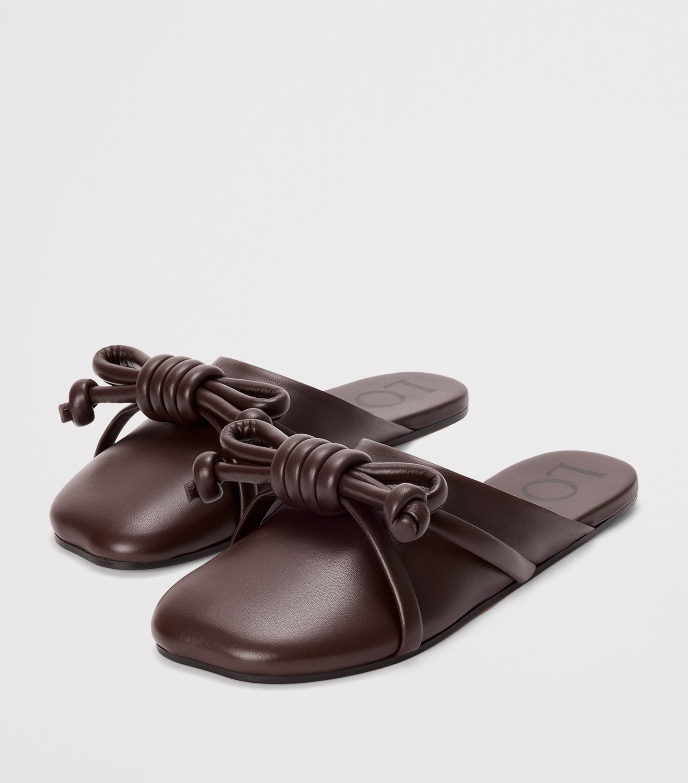 Lambskin Flamenco Knot Mules DARK CHESTNUT Image 3