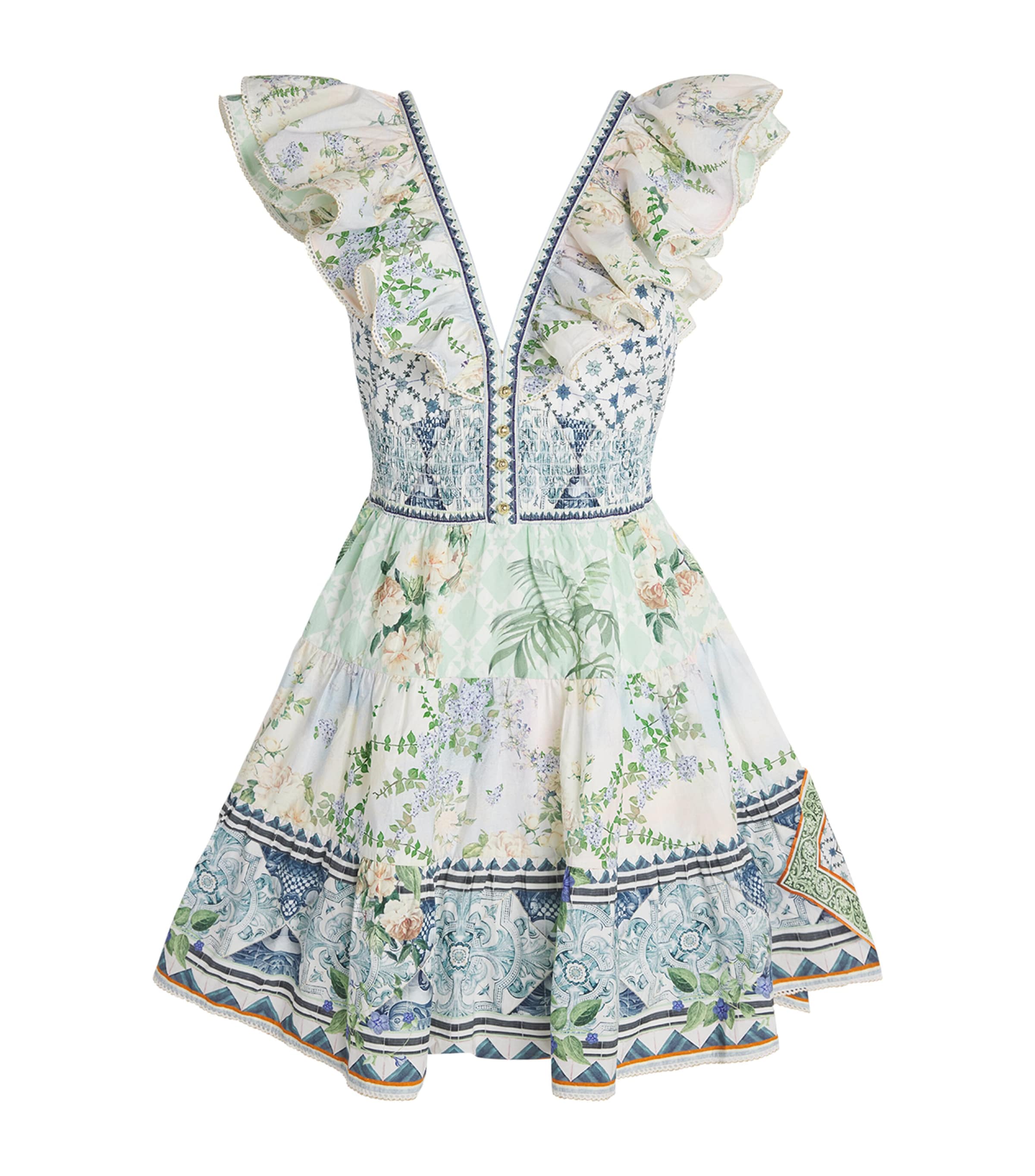 Shop Camilla Jardim Party Tiered Mini Dress In Blue