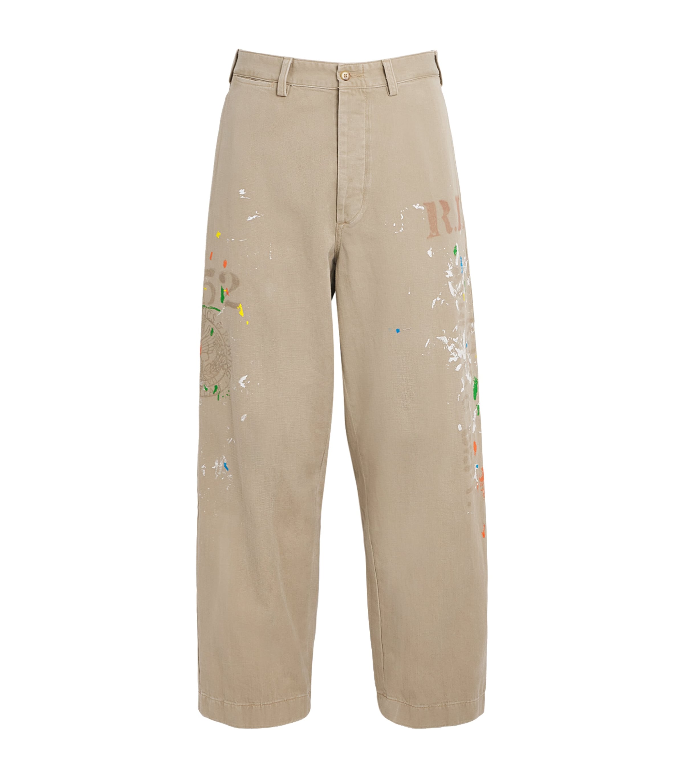 Polo Ralph Lauren Beige Paint Splatter Wide-Leg Trousers | Harrods UK