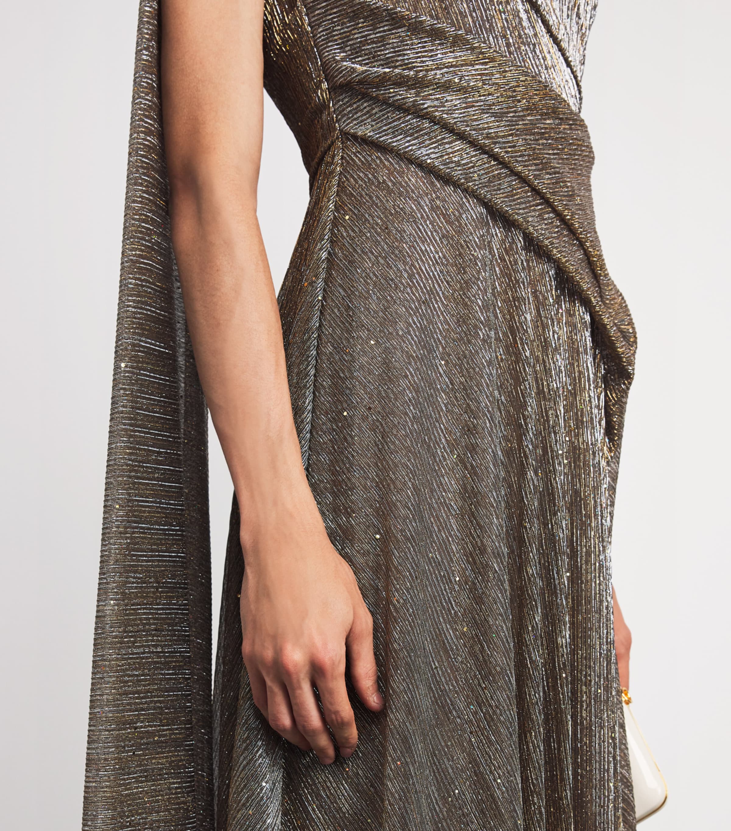 talbot runhof gold dress Talbot Runhof Women's Metallic Voile Capelet Mermaid Gown - Gold