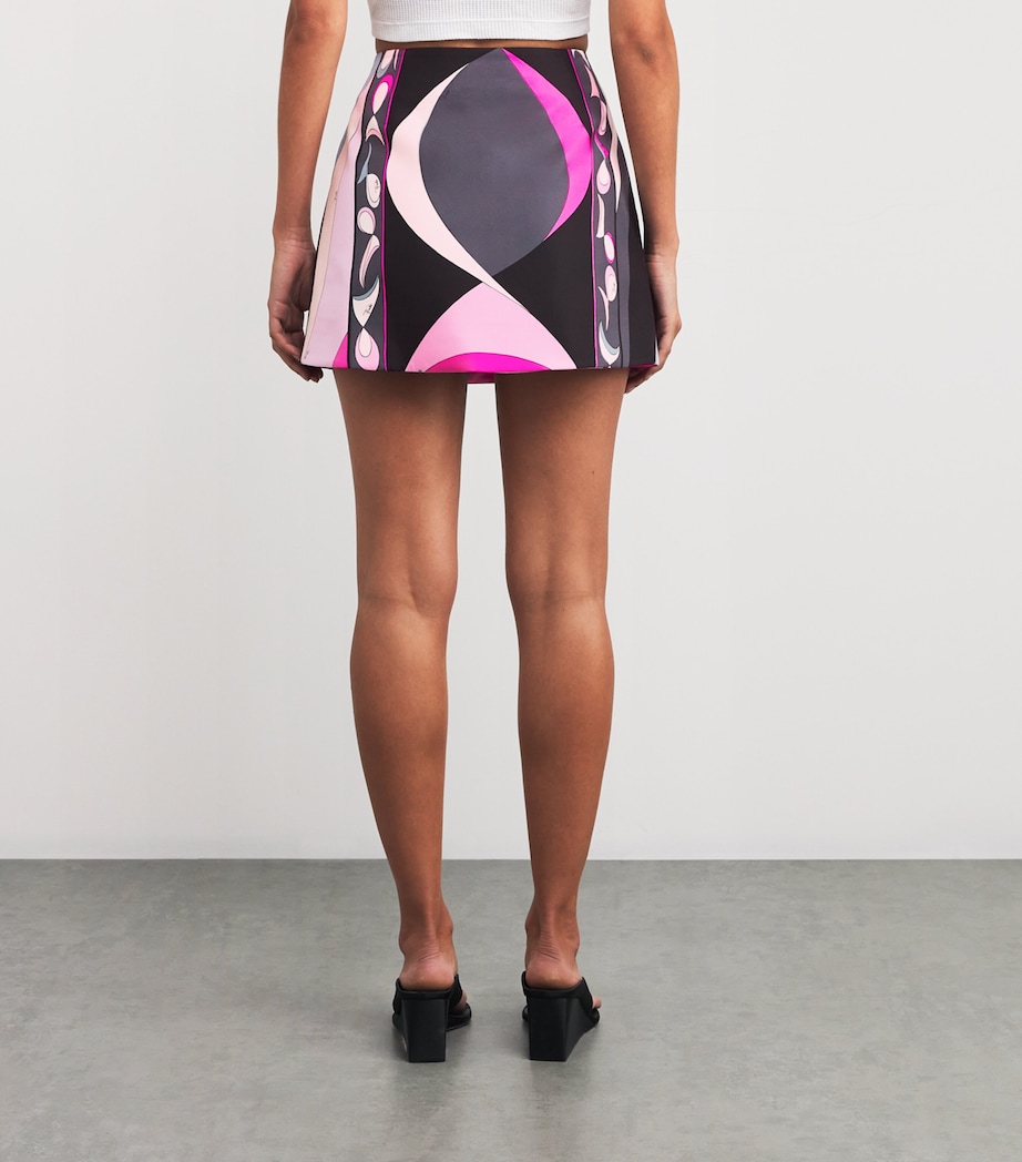 PUCCI Womens Silk Pesci Print Mini Skirt Nero/fuxia Image 4