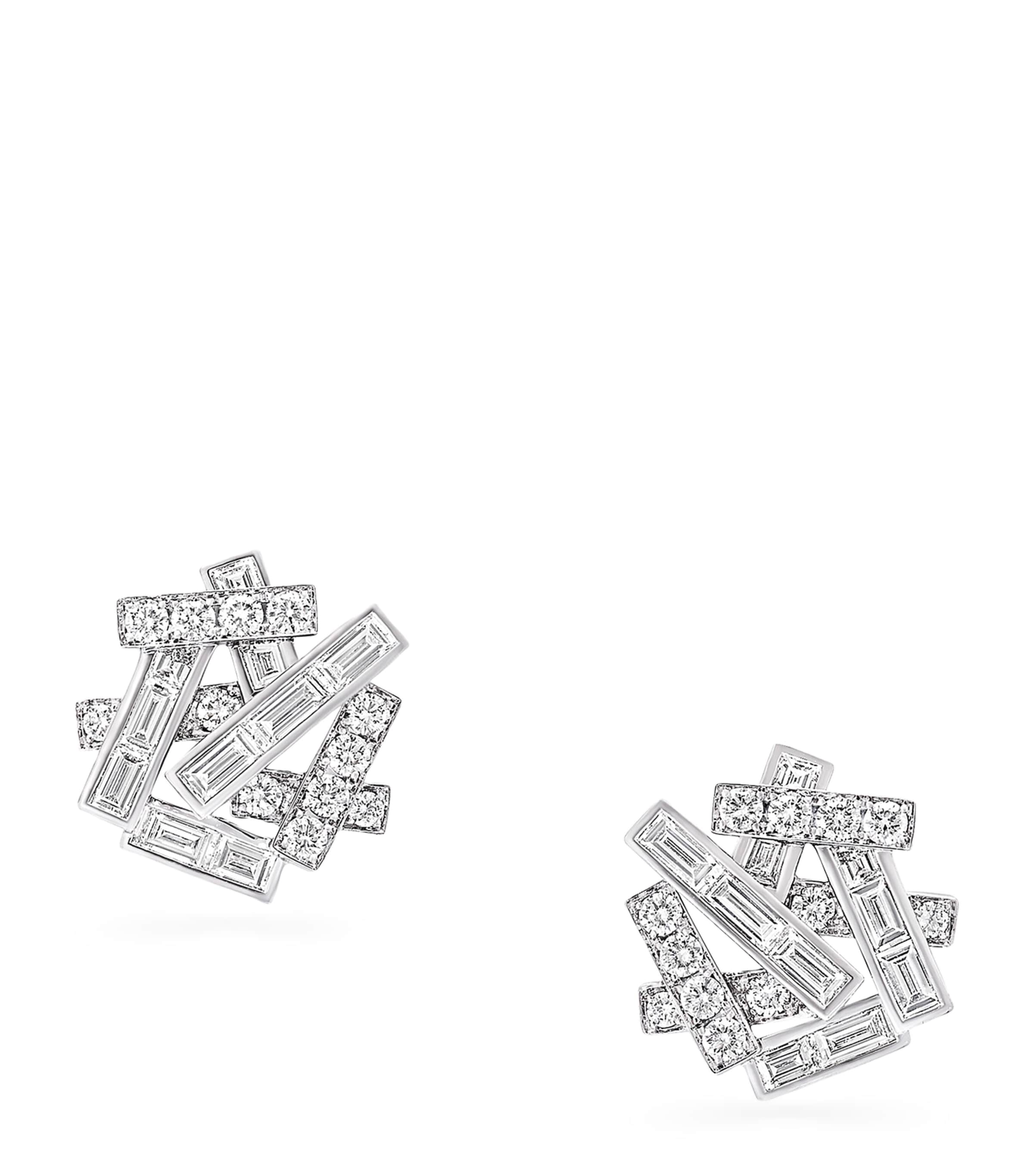 White Gold and Diamond Threads Stud Earrings WHITE GOLD Image 1