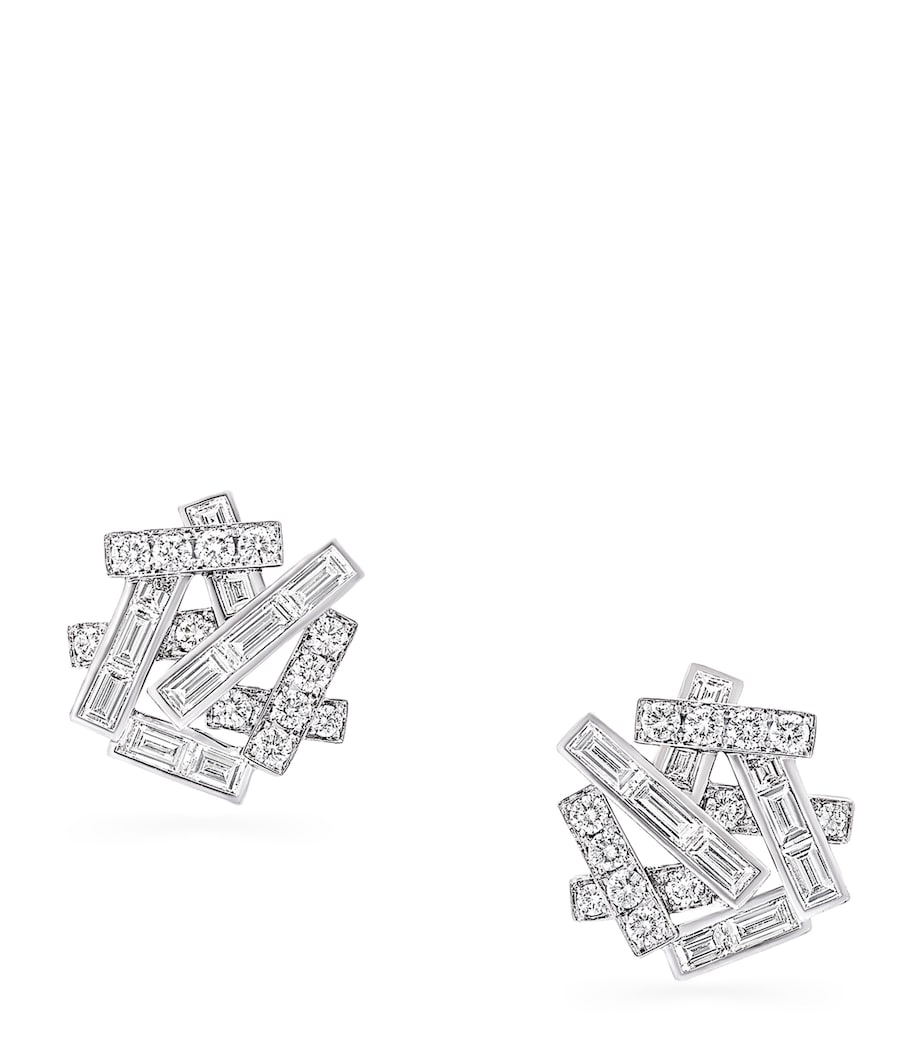 White Gold and Diamond Threads Stud Earrings WHITE GOLD Image 1