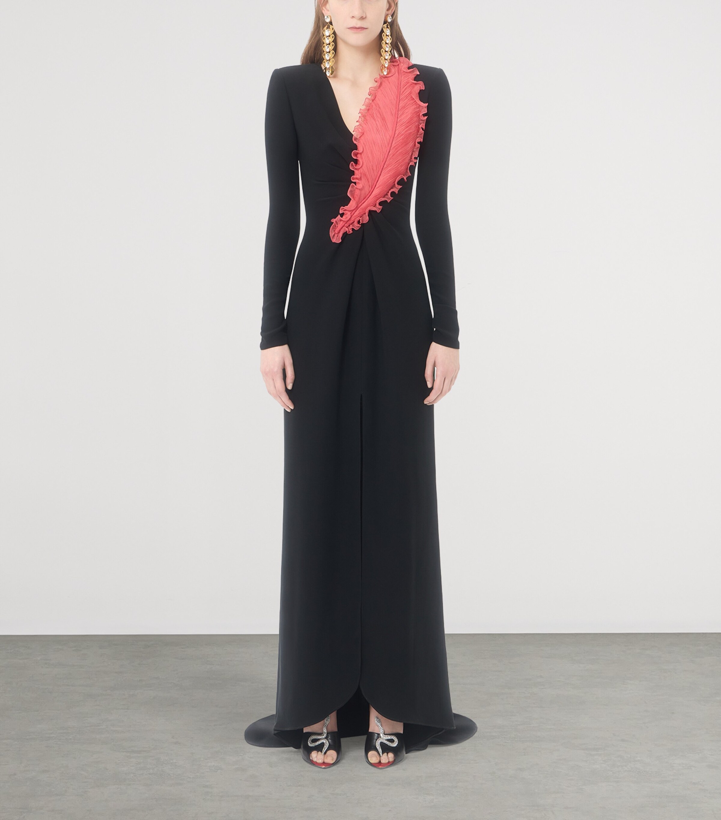 Valentino Womens Silk Cady Feather Gown Image 2
