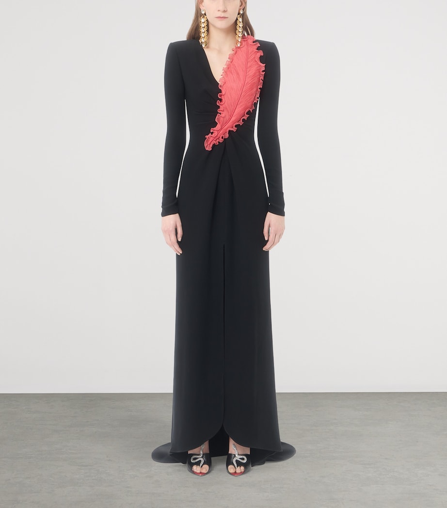 Valentino Womens Silk Cady Feather Gown Image 2