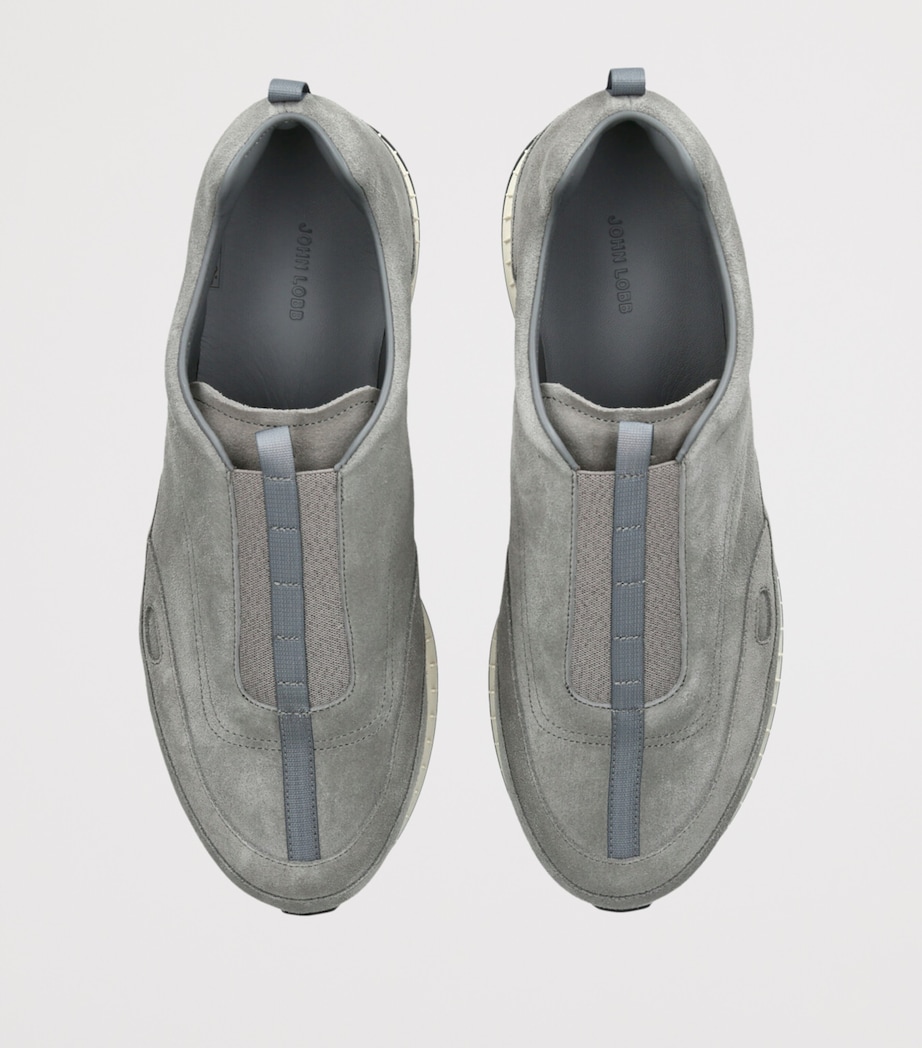 John Lobb Suede Stream Elastic Sneakers Grey/dark Image 4