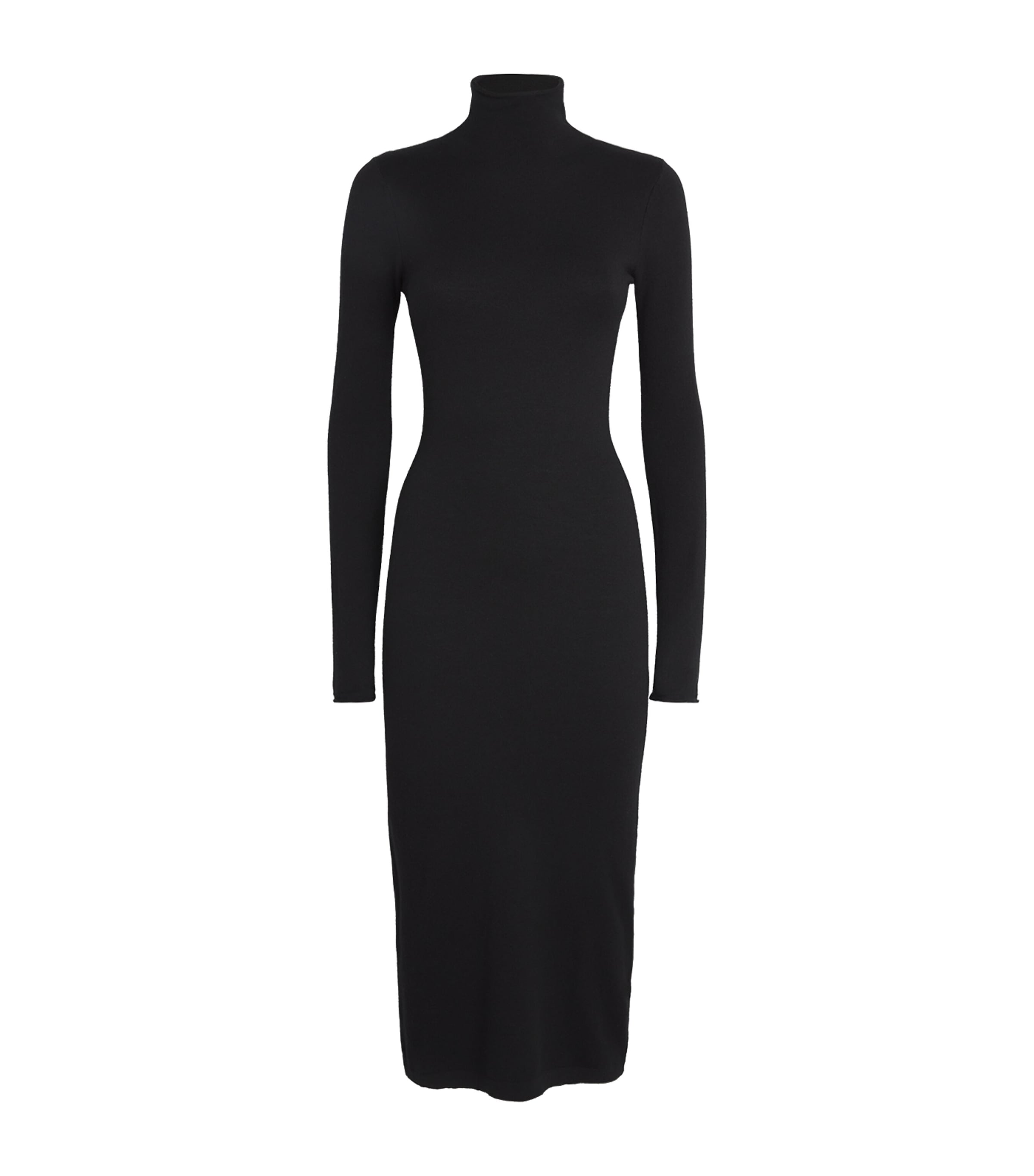 Colombo Kid Wool High-neck Midi Dress In Black