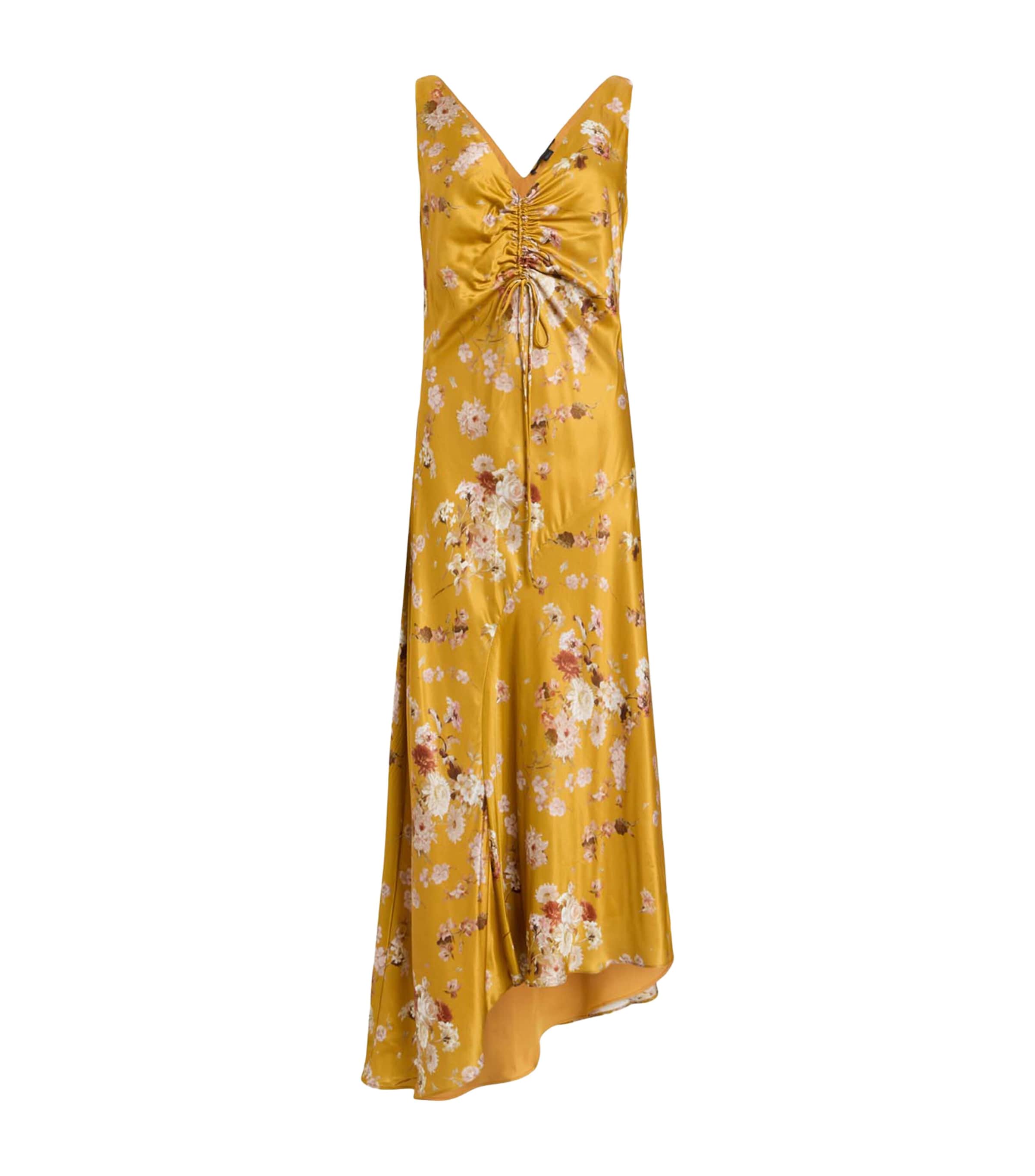 Allsaints Womens Armada Deep Ye Alexia Floral-print Satin Midi Dress In Multi