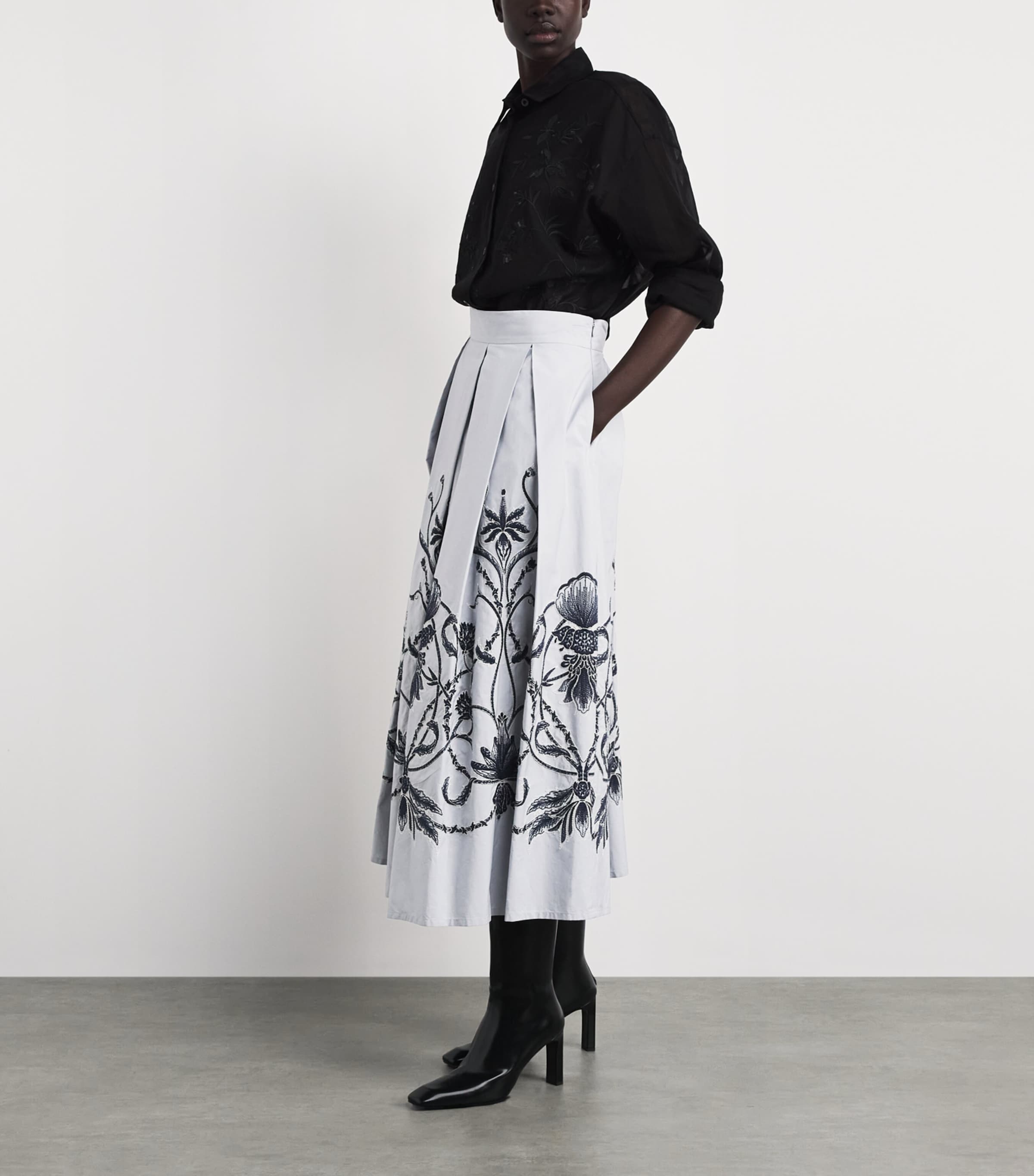 Eleventy Womens Cotton Embroidered Maxi Skirt Nuvola Image 2