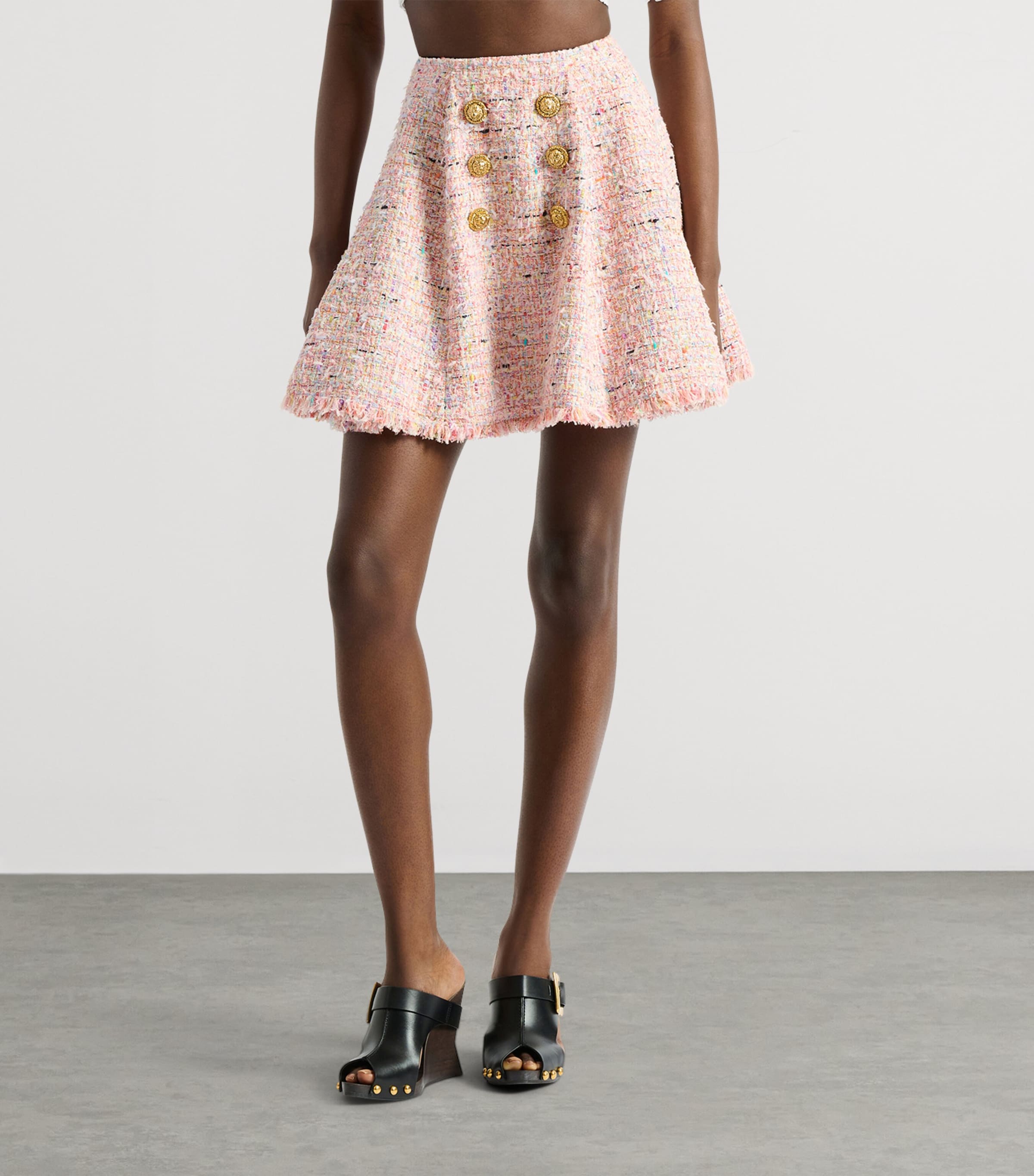 Balmain Womens Tweed Flared Mini Skirt Aaa Multicolore Image 3