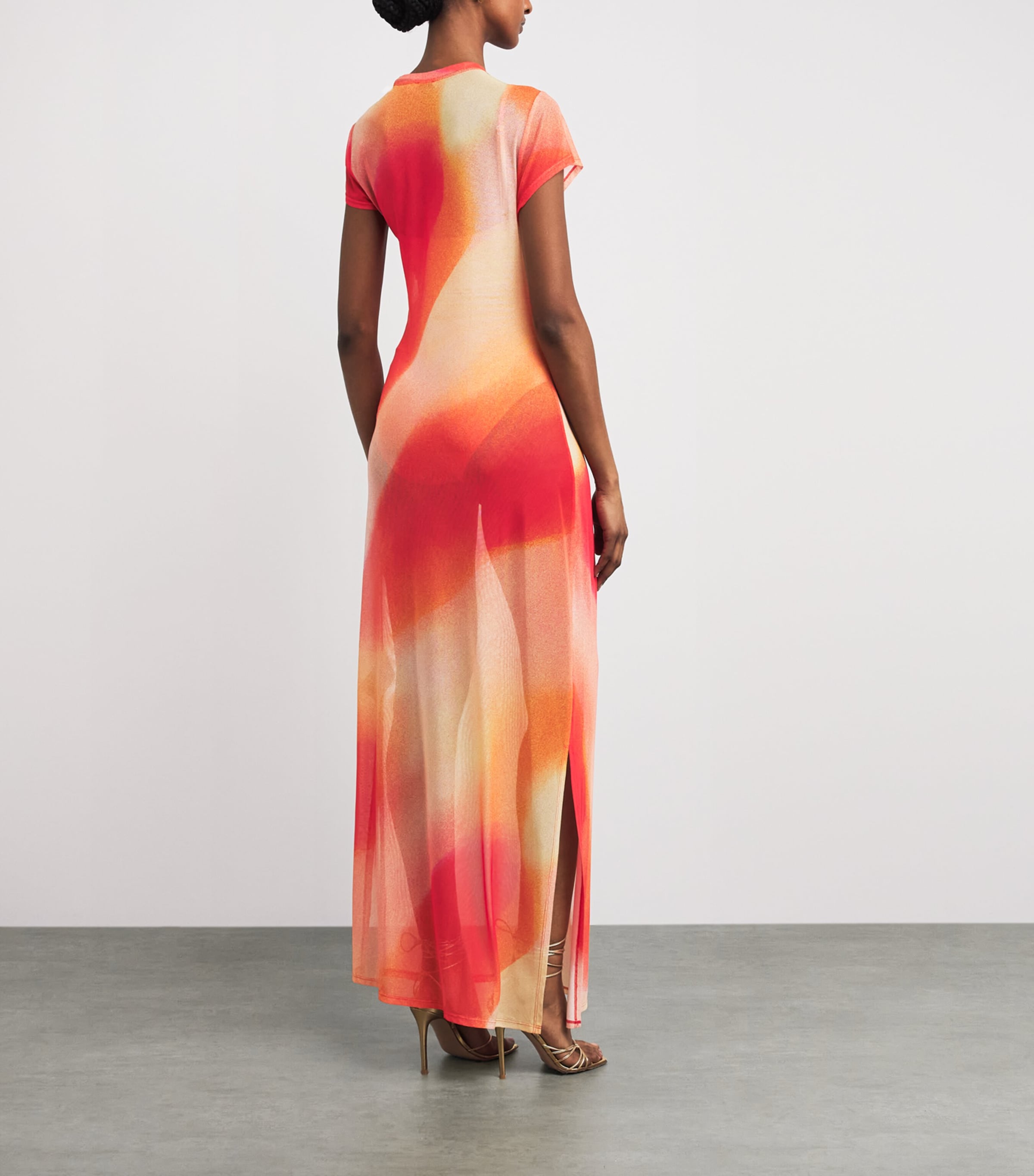 Simkhai Womens Mesh Sunset Fia Maxi Dress Golden Hour Sunset Image 4