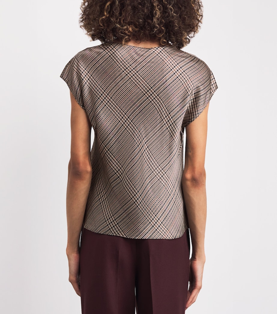 Silk Cowl-Neck Blouse MULTI PLAID-983MUP Image 4