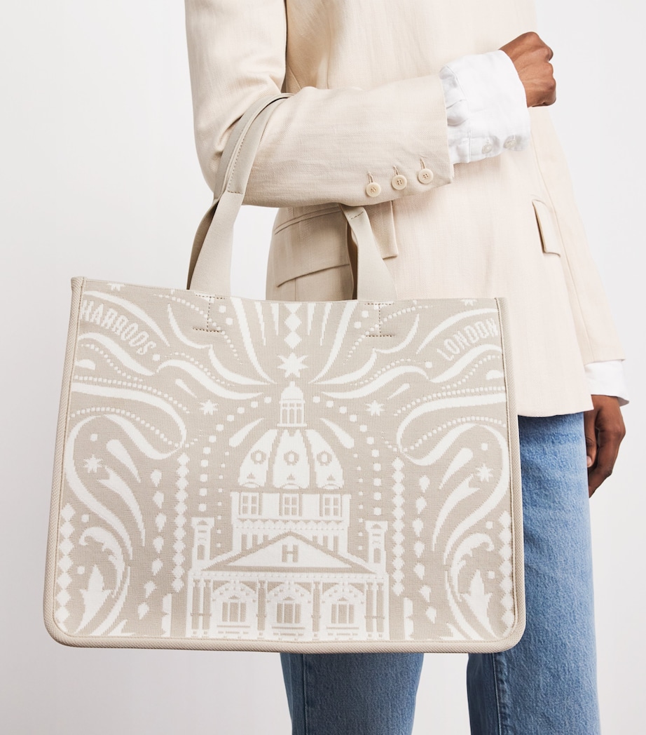 Harrods Medium Knights of Brompton Tote Bag Multi Print Image 4