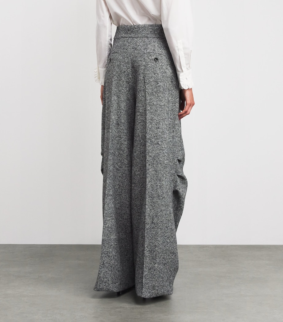 Wool-Silk Tweed Trousers WHITE BLACK Image 4