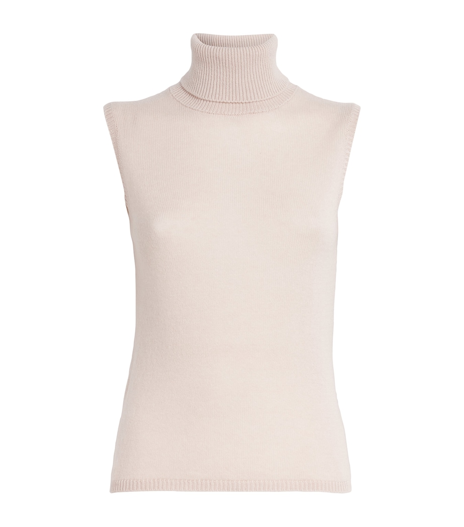 Eleventy Womens Cashmere Sleeveless Rollneck Sweater Sabbia Image 1