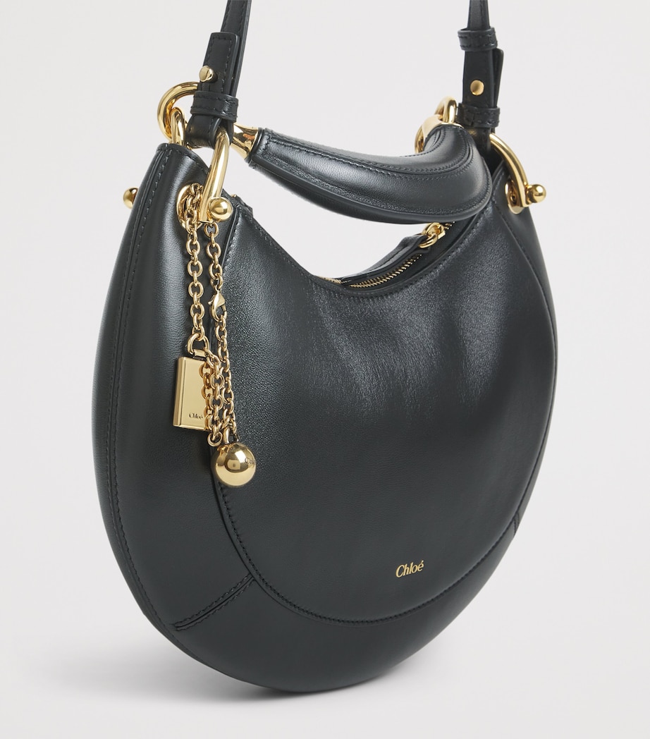 Chloé Small Leather Banana Top-Handle Bag Black Image 3