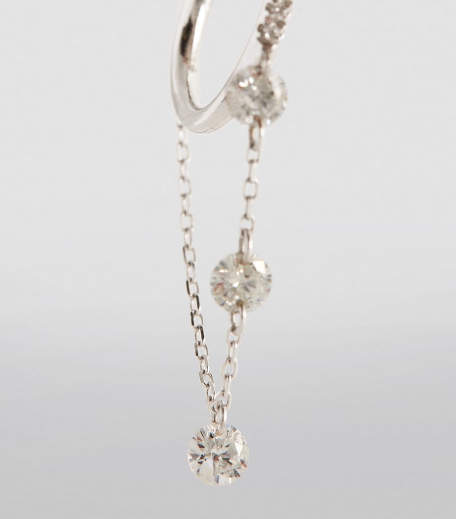 White Gold and Diamond Drop Huggie Single Earring WHITE GOLD Image 6