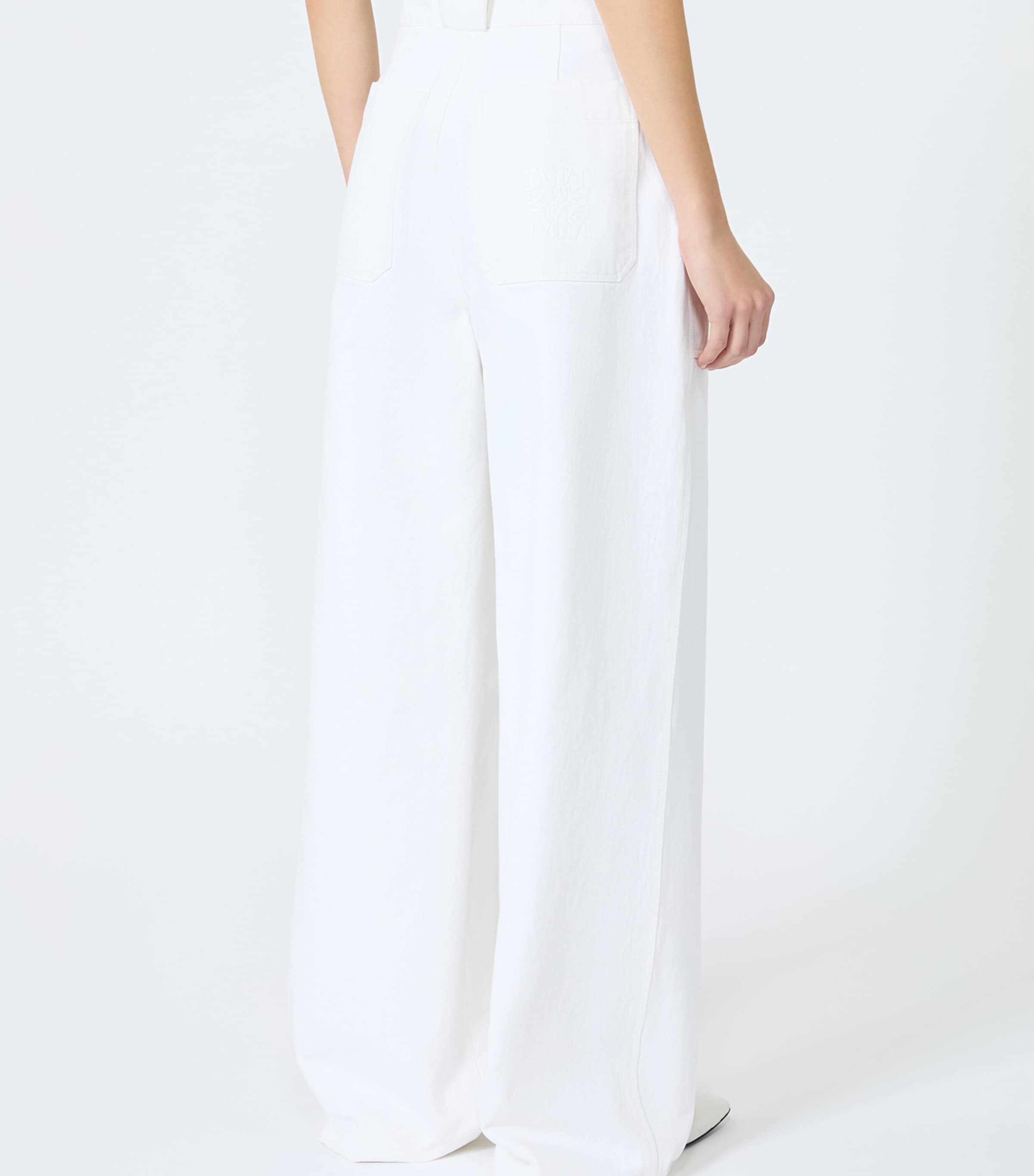 Max Mara Womens Cotton Wide-Leg Trousers White Image 4