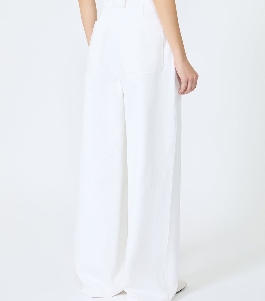 Max Mara Womens Cotton Wide-Leg Trousers White Image 4