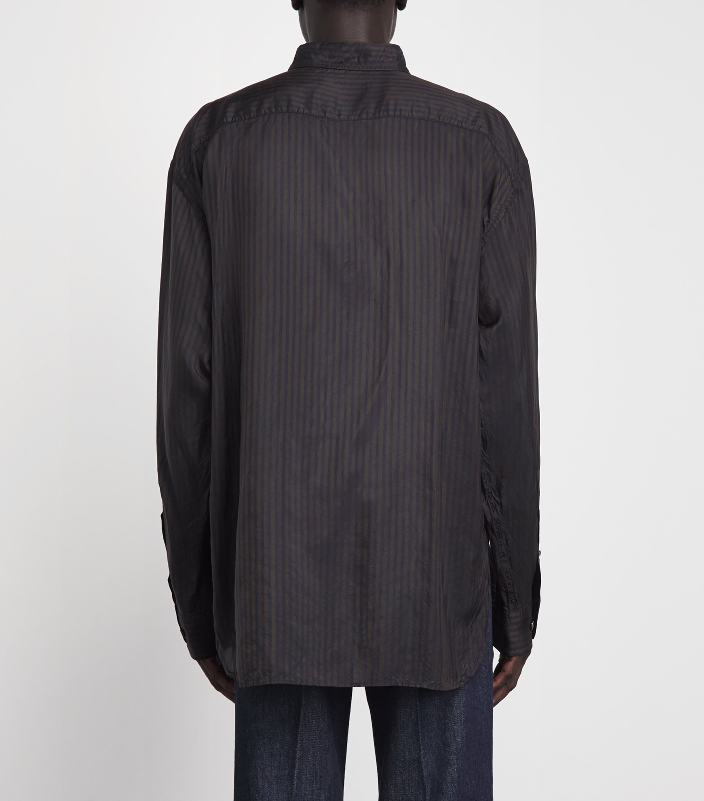 DRIES VAN NOTEN Mens Cotton Stripe Croom Shirt Dark Image 5