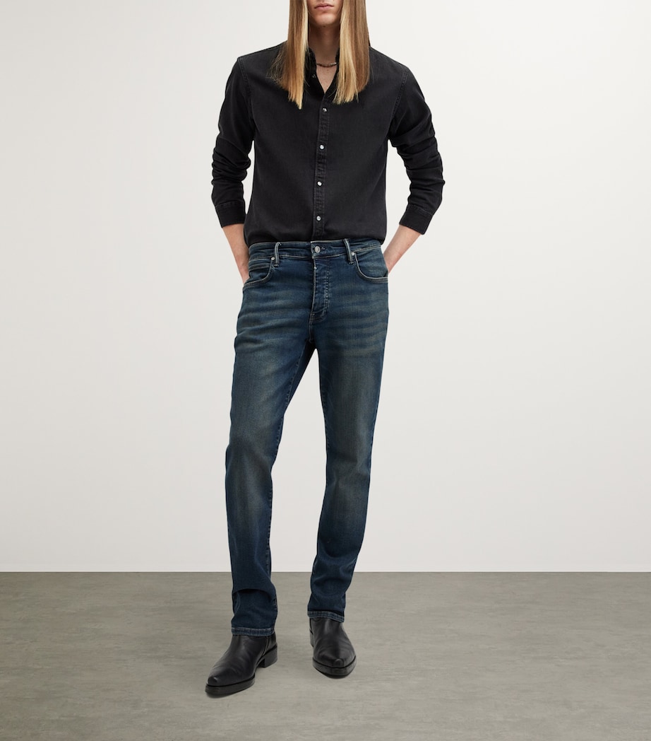 AllSaints Mens Sid Slim Jeans Indigo Blue Image 6