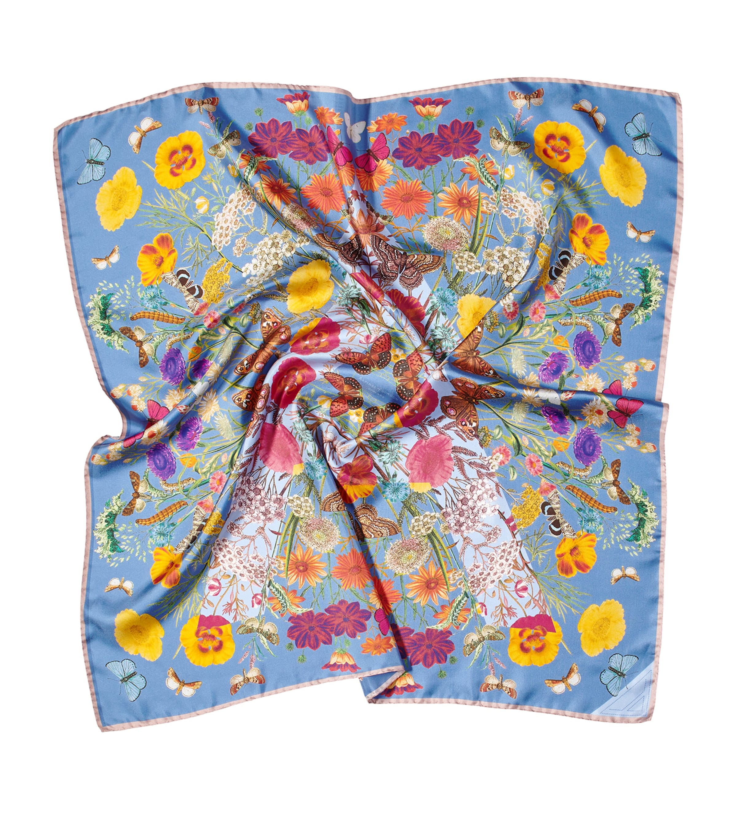 Botanical 'A' Silk Scarf BLUEBIRD Image 2