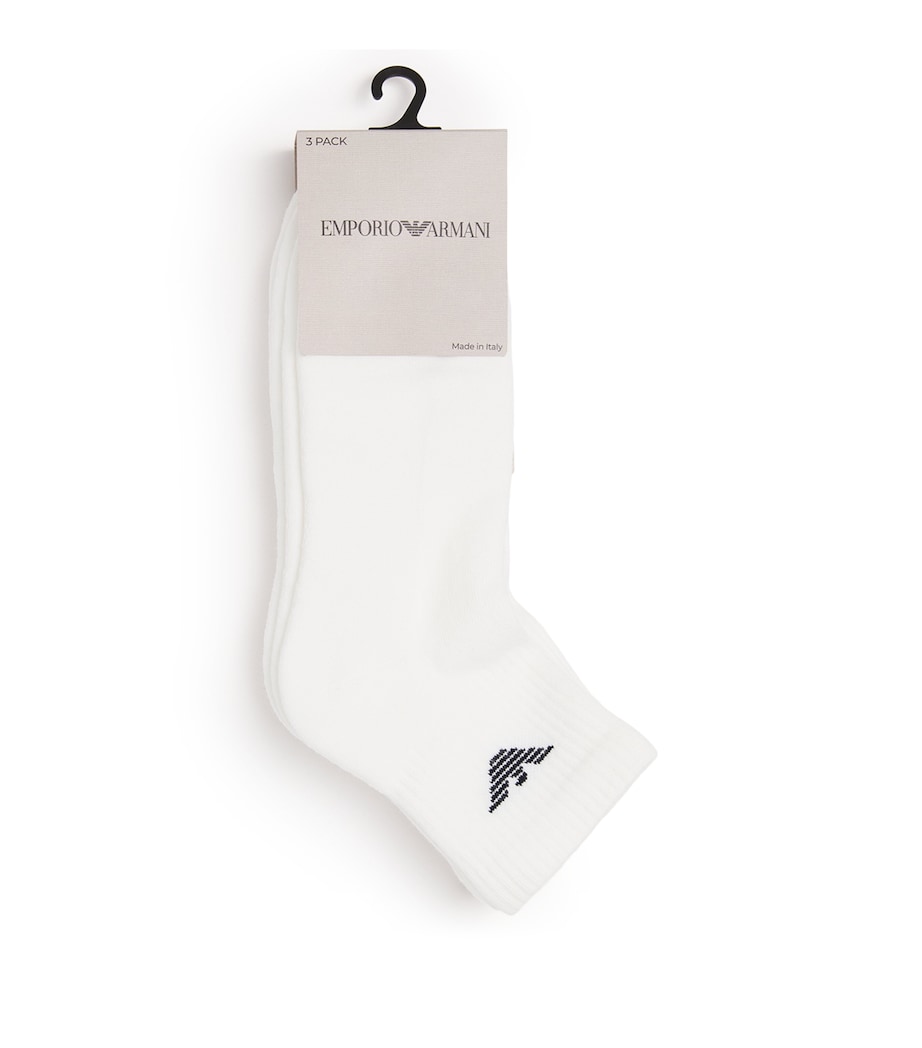 Cotton-Blend Logo Ankle Socks (Pack of 3) M0066 WHITE Image 1