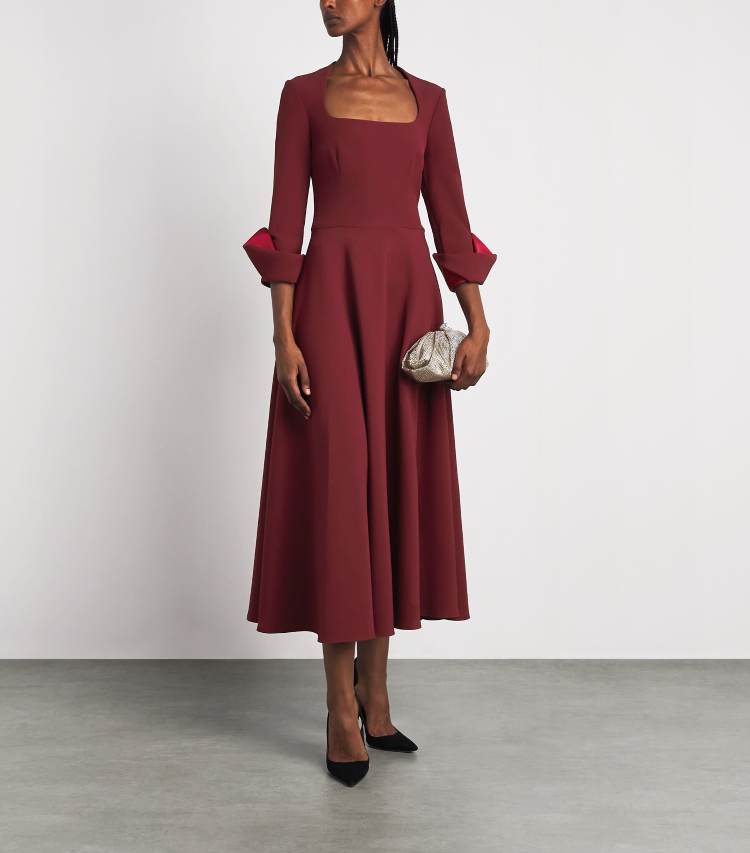 Safiyaa Womens Crepe A-Line Midi Dress Swinton Image 2