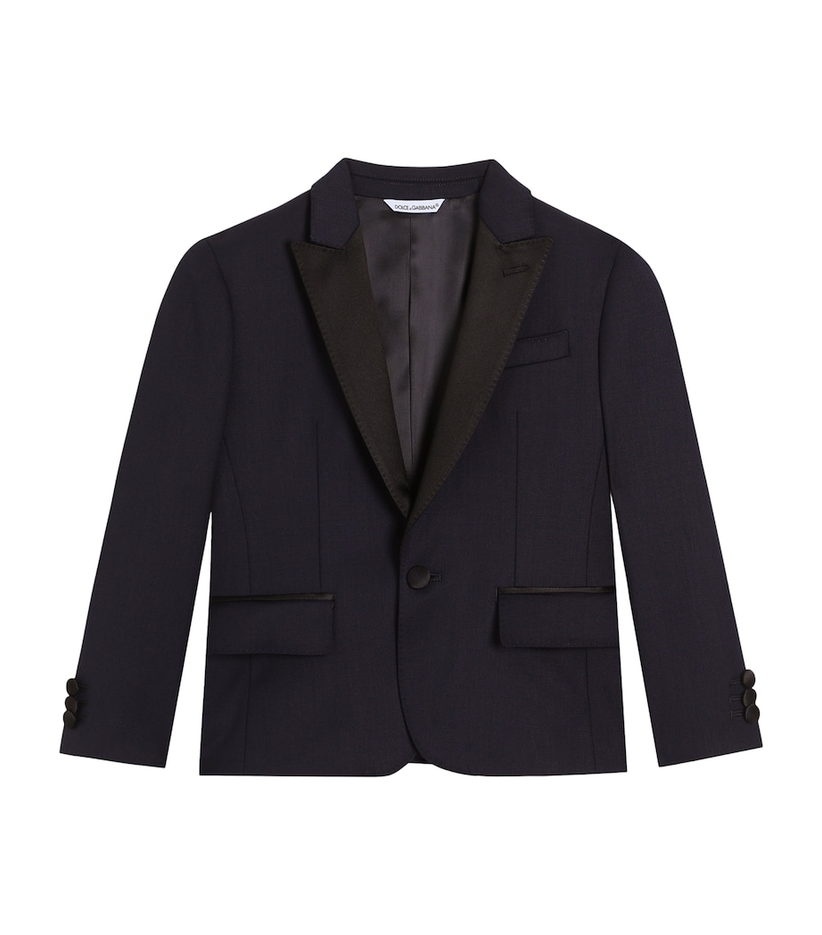 Dolce&Gabbana Kids Virgin Wool-Blend Blazer (8-14 Years) Dark Blue Image 1
