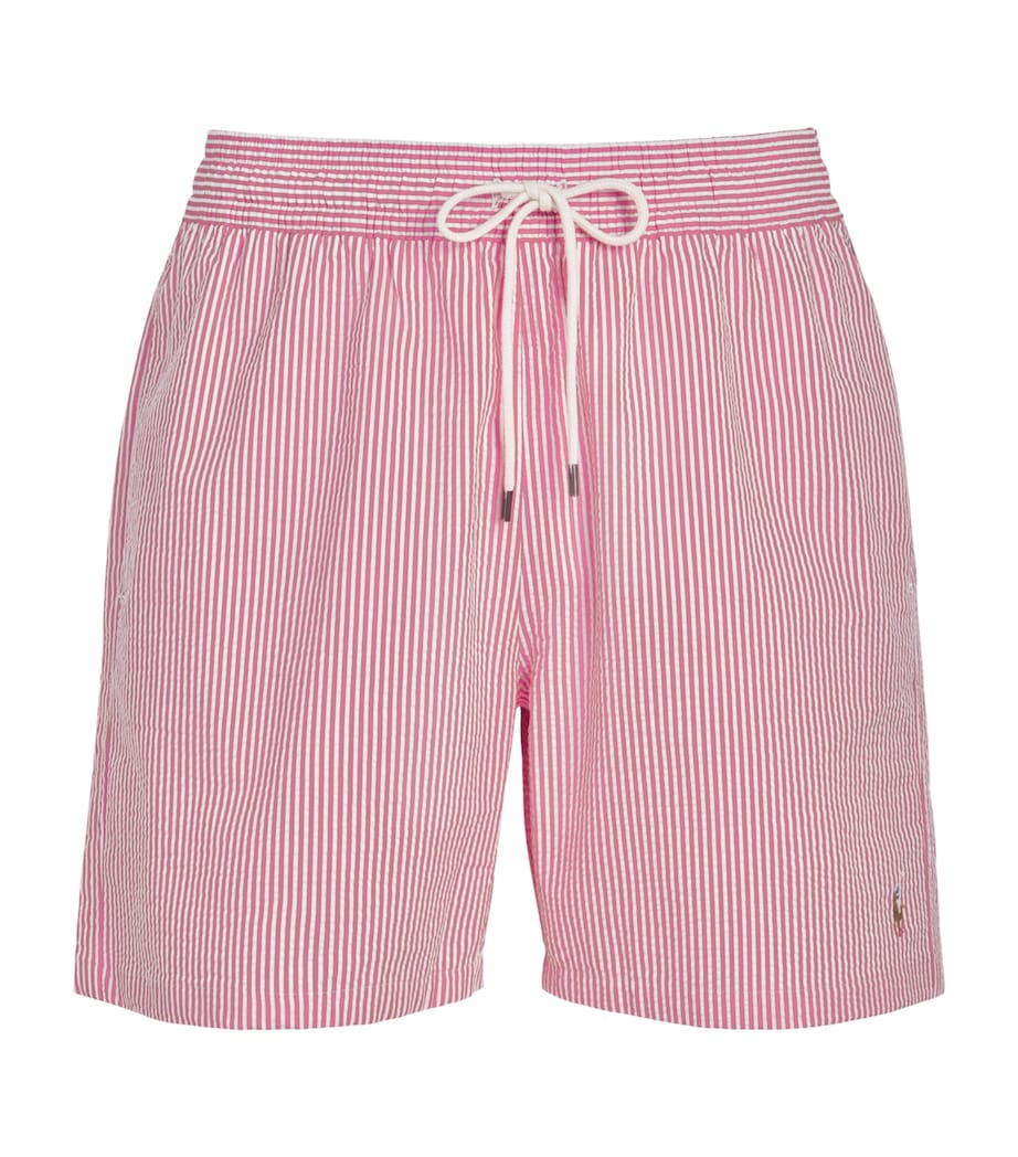 Polo Ralph Lauren Mens Seersucker Traveller Swim Shorts Resort Rose Stripe Image 1