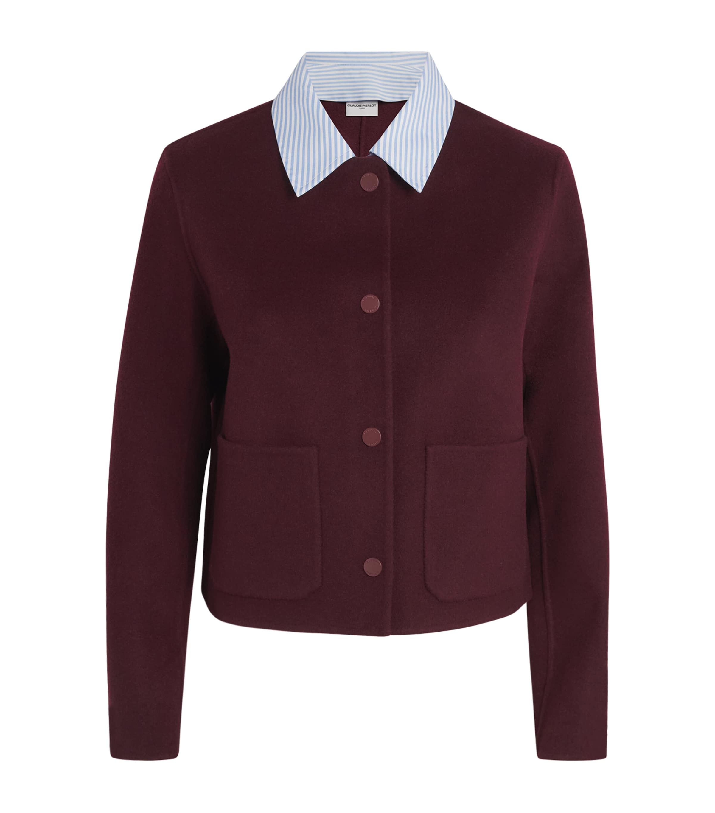 Claudie Pierlot Wool Collared Jacket In Purple