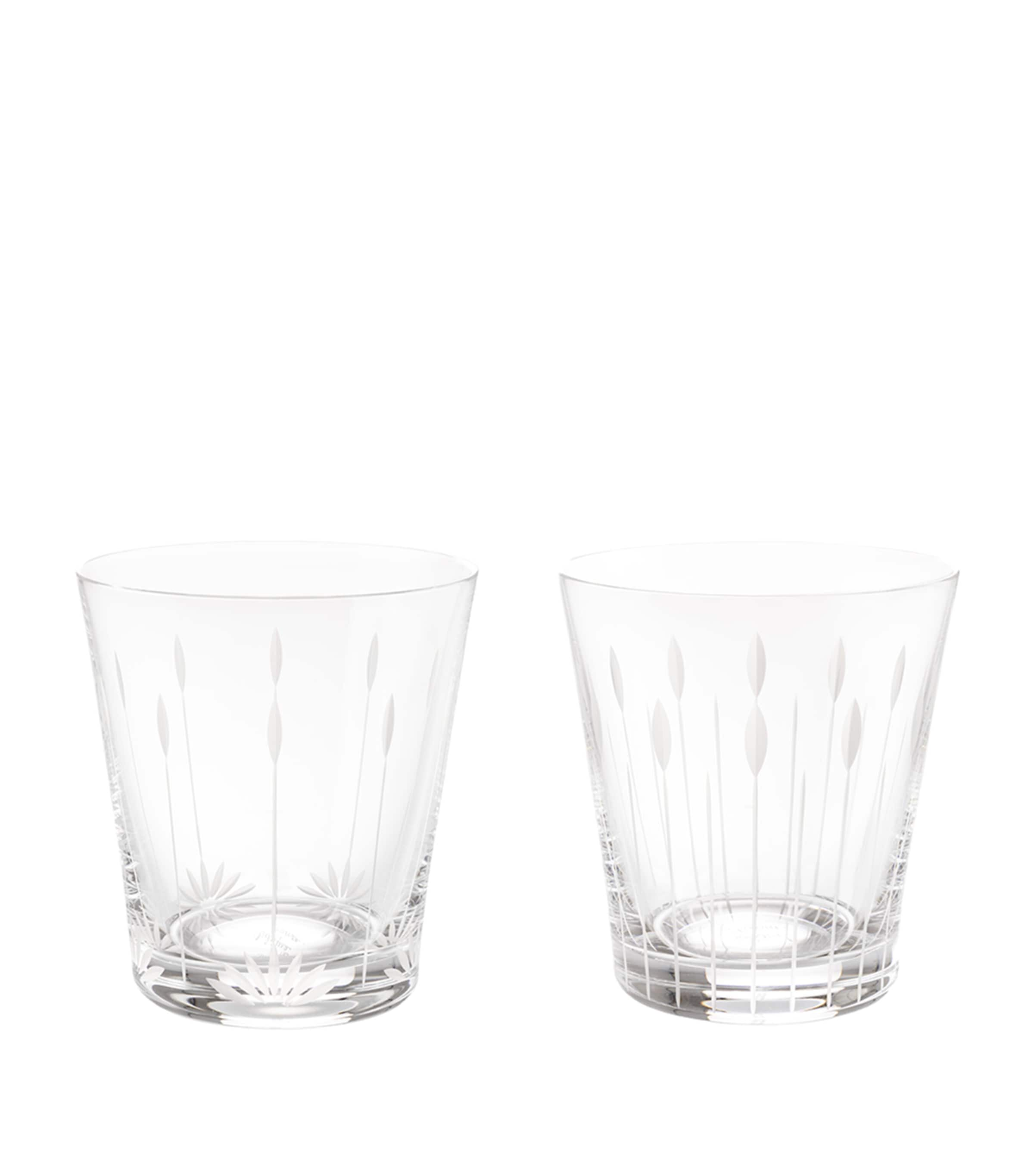 Shop Lalique Set Of 2 Crystal Lotus Blossom Tumblers In Clear