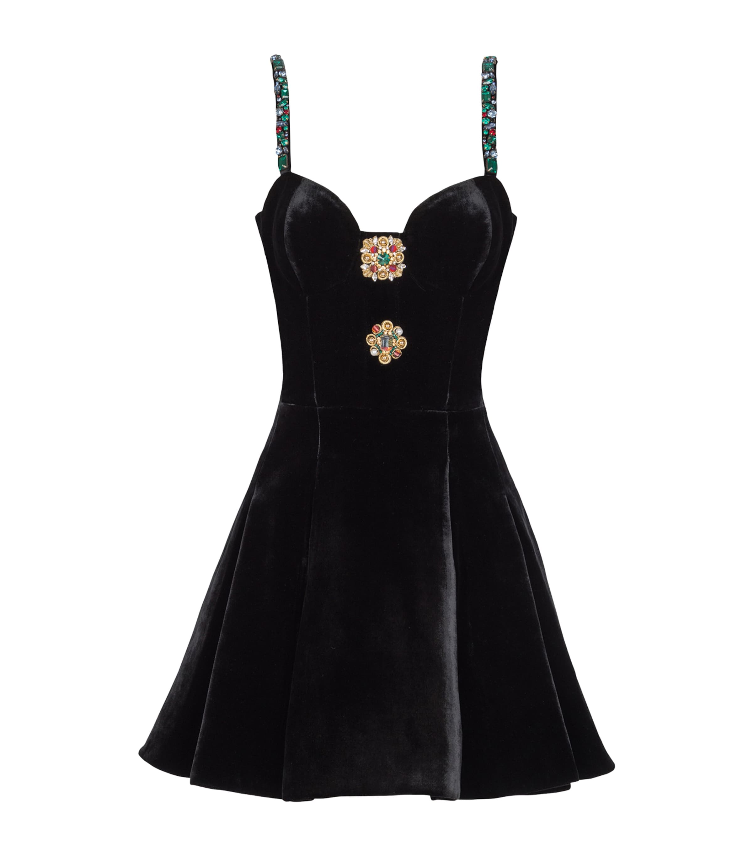Velvet Embellished Mini Dress EAH NOIR/MULTICO Image 1