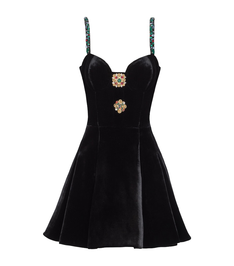 Velvet Embellished Mini Dress EAH NOIR/MULTICO Image 1