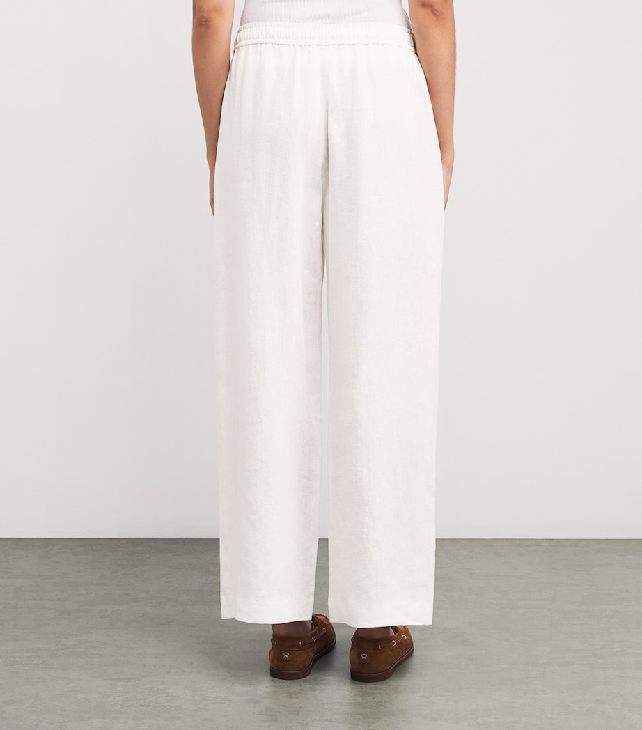 Linen Drawstring Trousers WHITE Image 4