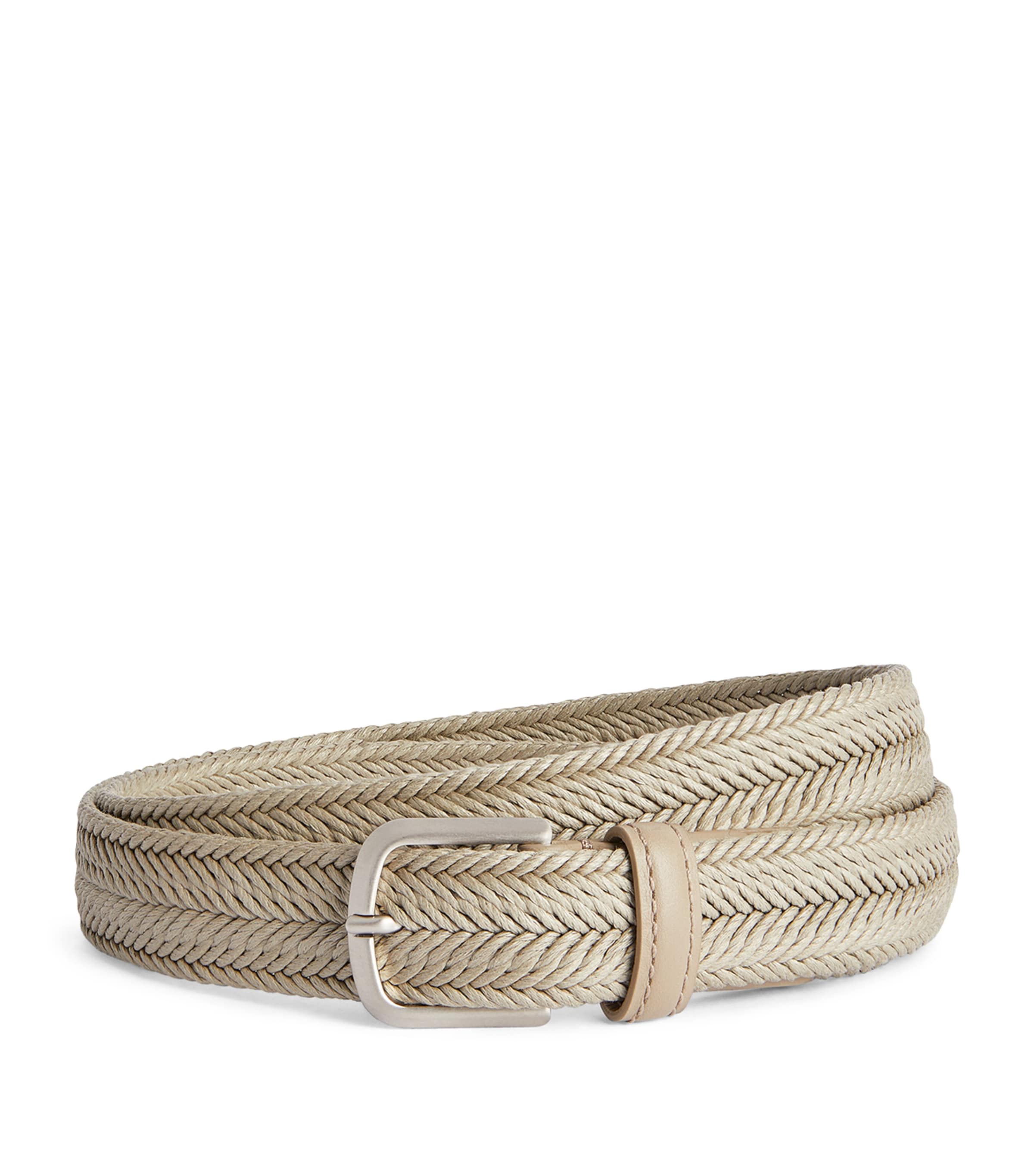 Giorgio Armani Cotton Braided Belt In Grey