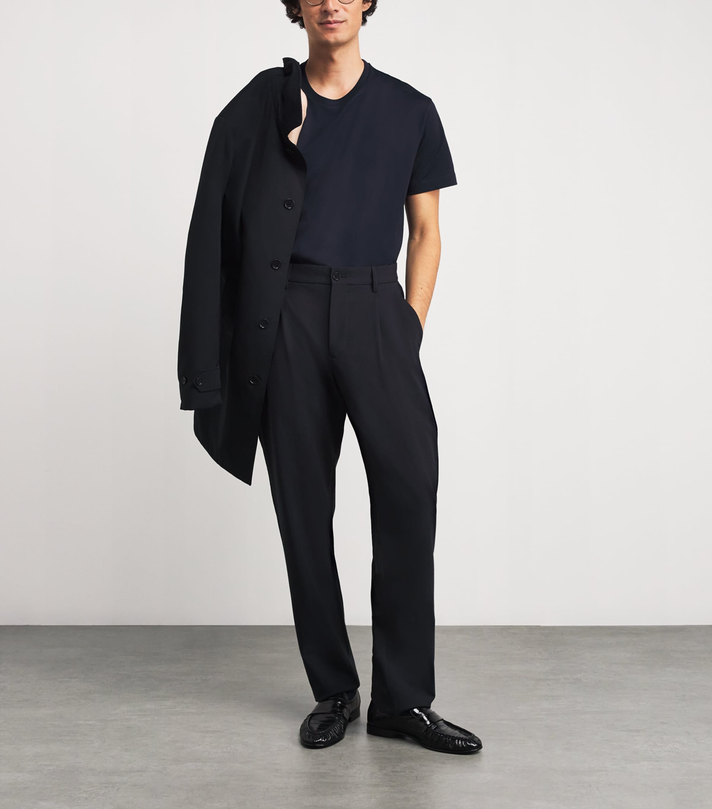 Cotton Crew-Neck T-Shirt 001 NAVY BLUE Image 2