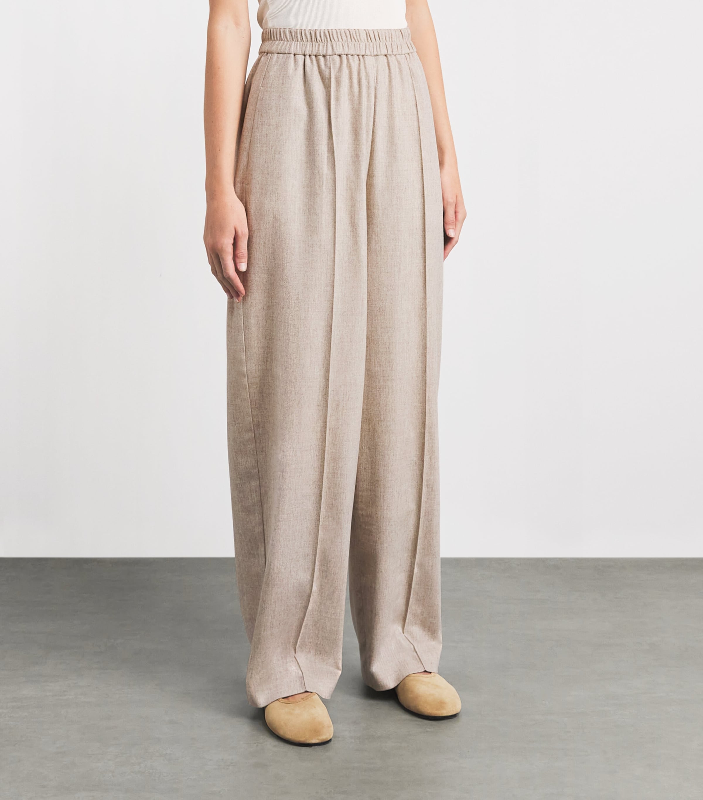 Fabiana Filippi Womens Flannel Pleated Trousers Greige Image 4