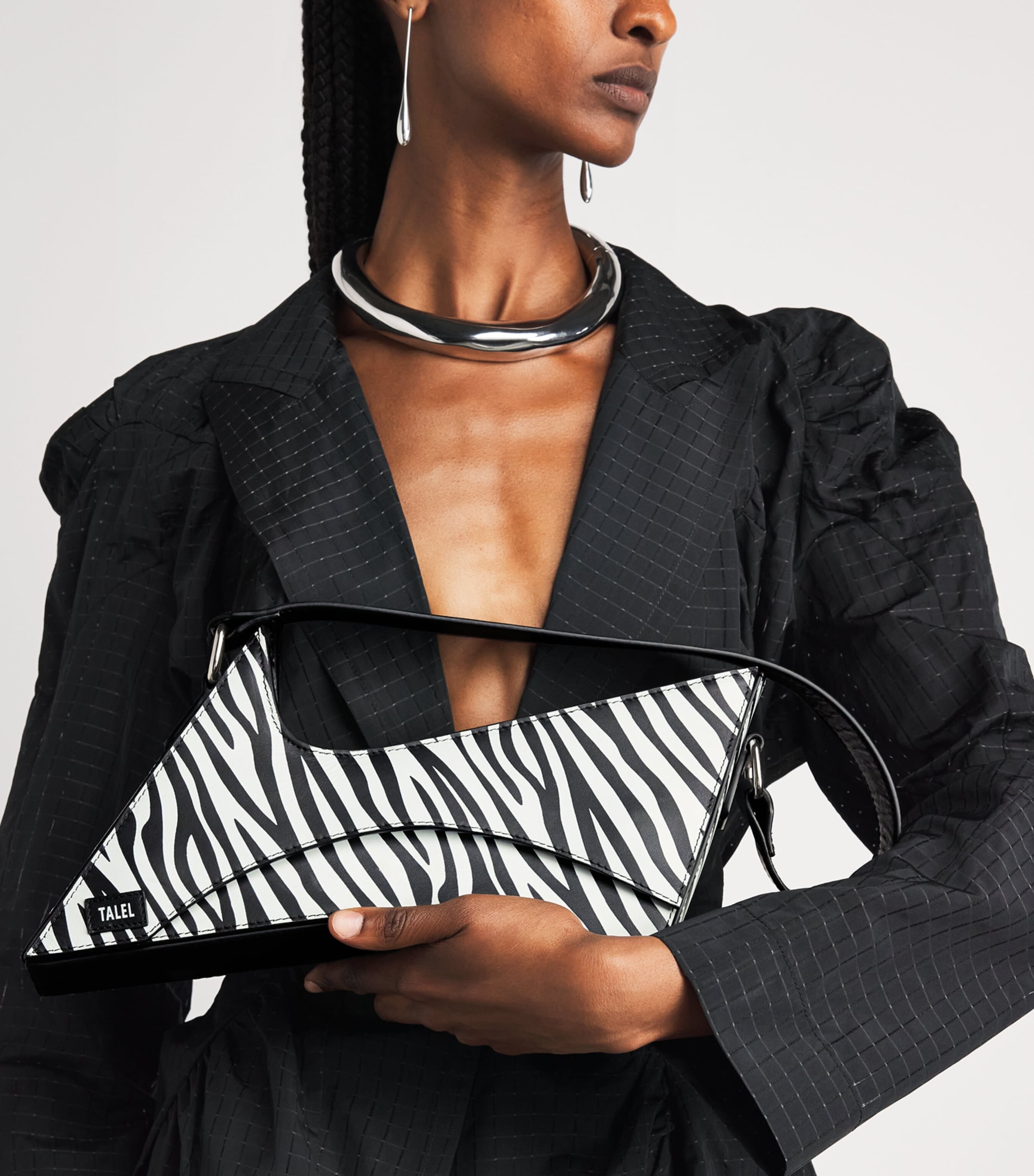Talel Paris Leather Zebra Wave Shoulder Bag Zebra Image 2
